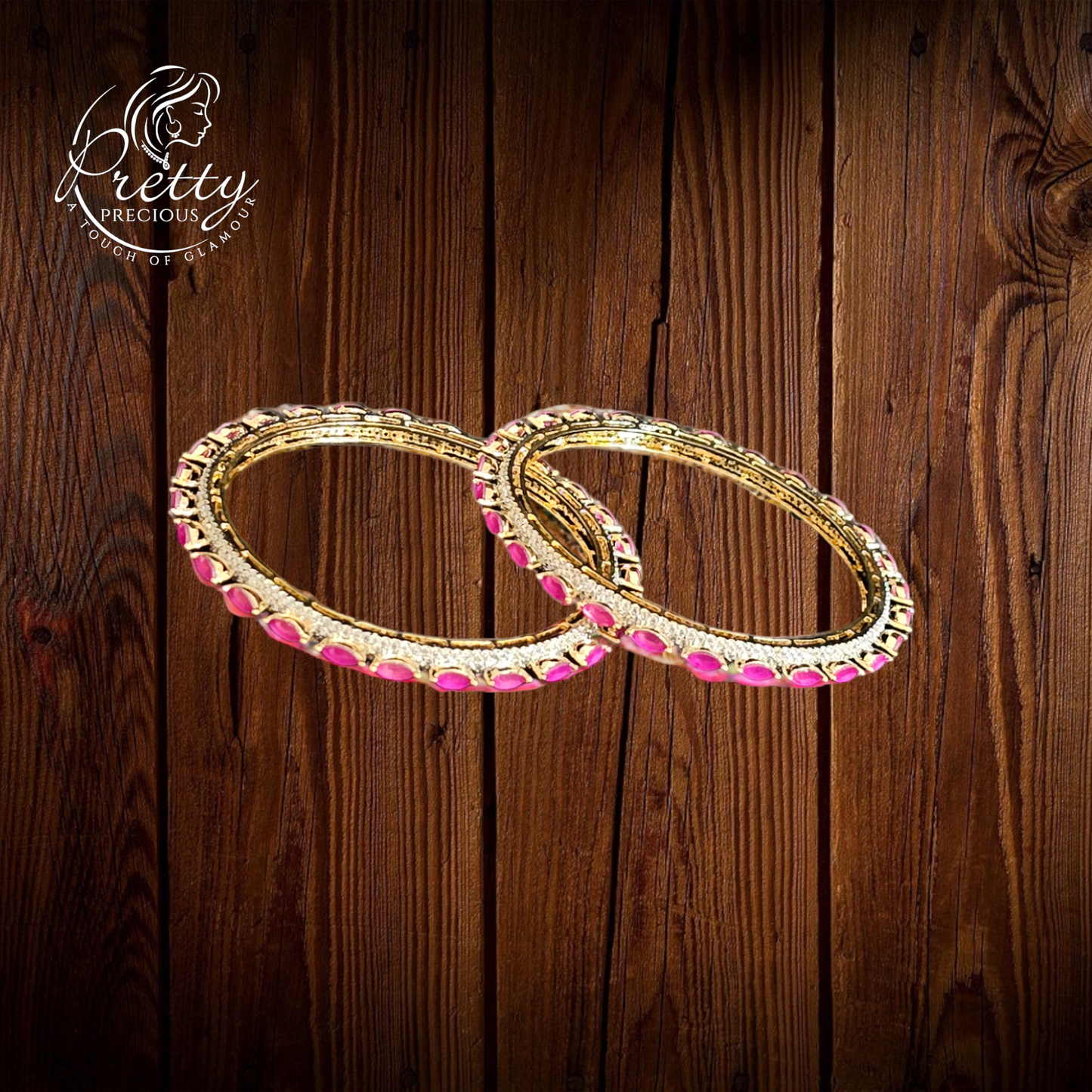 426827 Cz Classic Bangles With 2 Tone Plating-Size 2.6