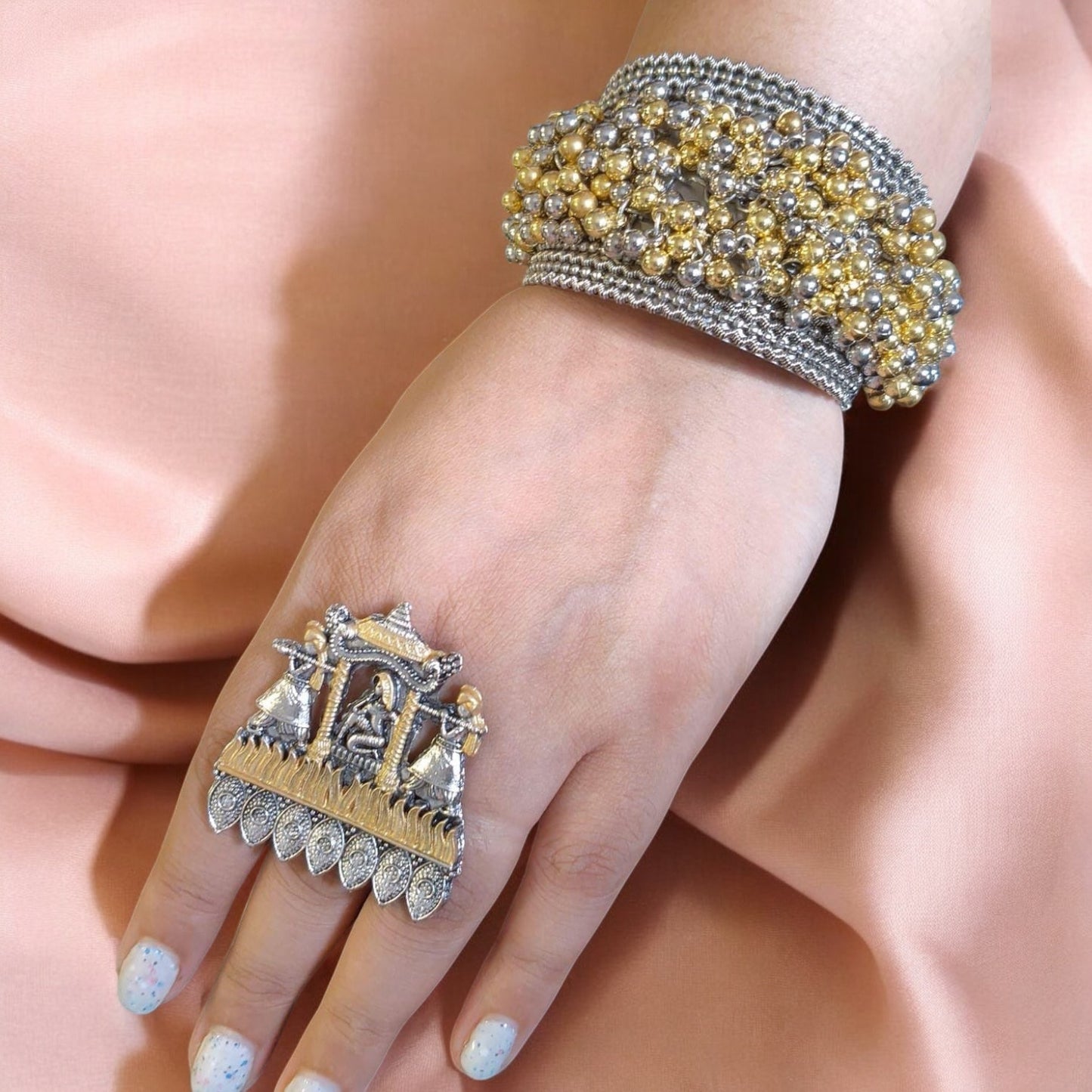 92609-RBRO Bracelet With Ring Oxidised Plating