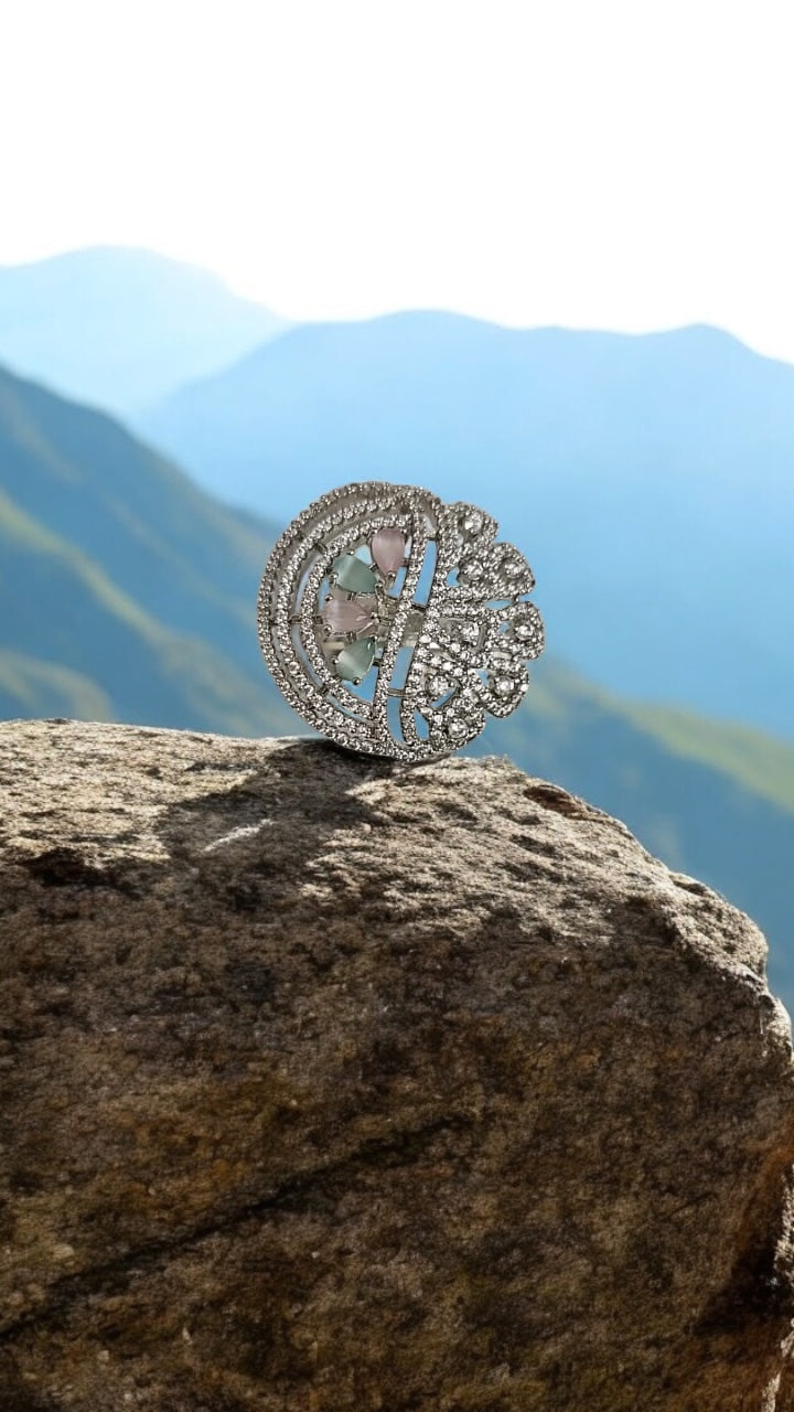 436624  Cz Adjustable Ring Multicolor