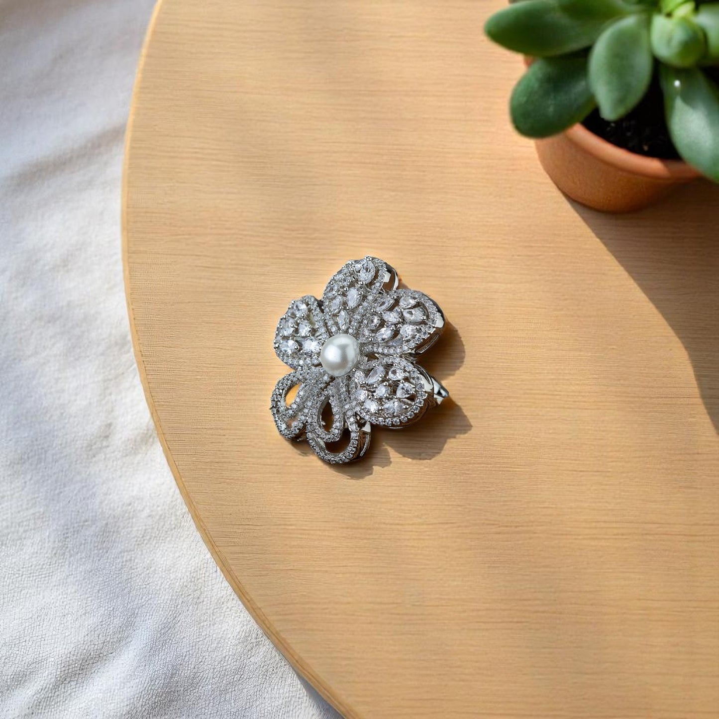 430392-Cubic Zirconia Adjustable Ring With Black 2 Tone Rhodium Plating-Silver