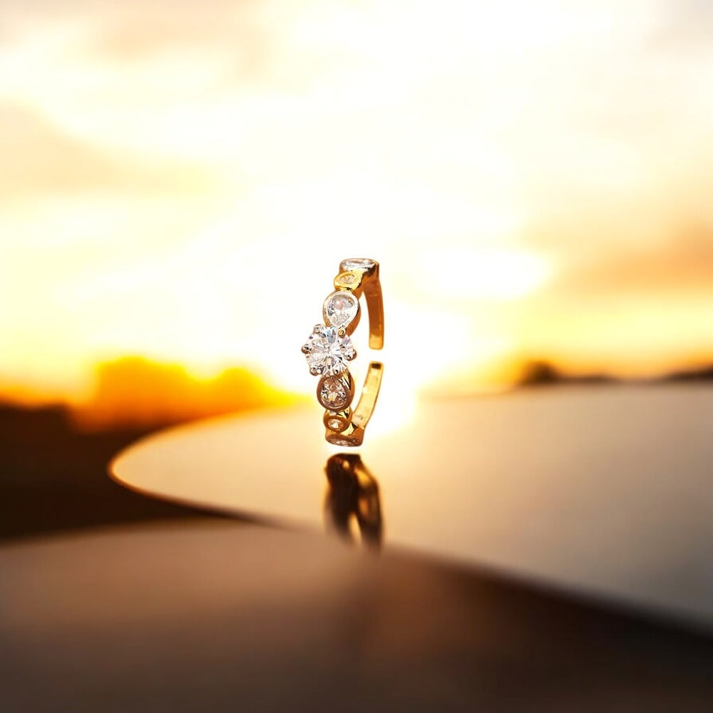 433760 Cz Adjustable Ring Two Tone