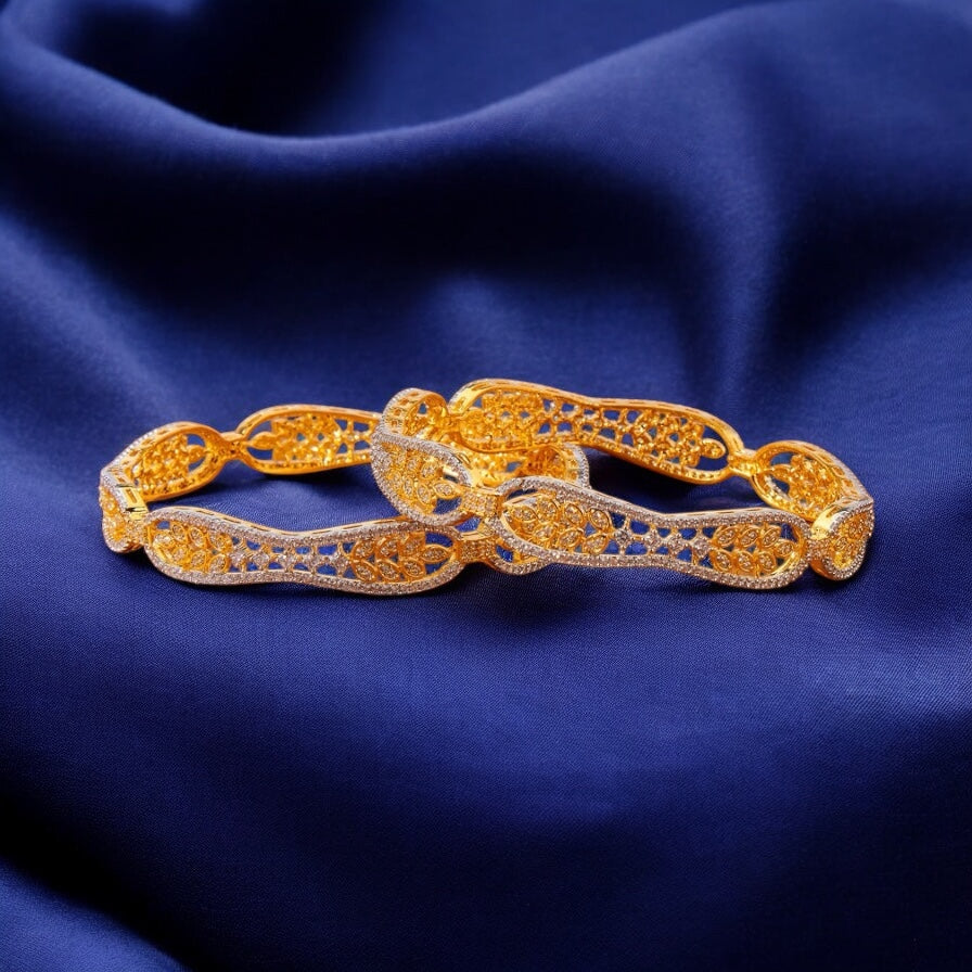 435223 Cz Bangles With Gold Plating - 2 Tone-Size 2.6