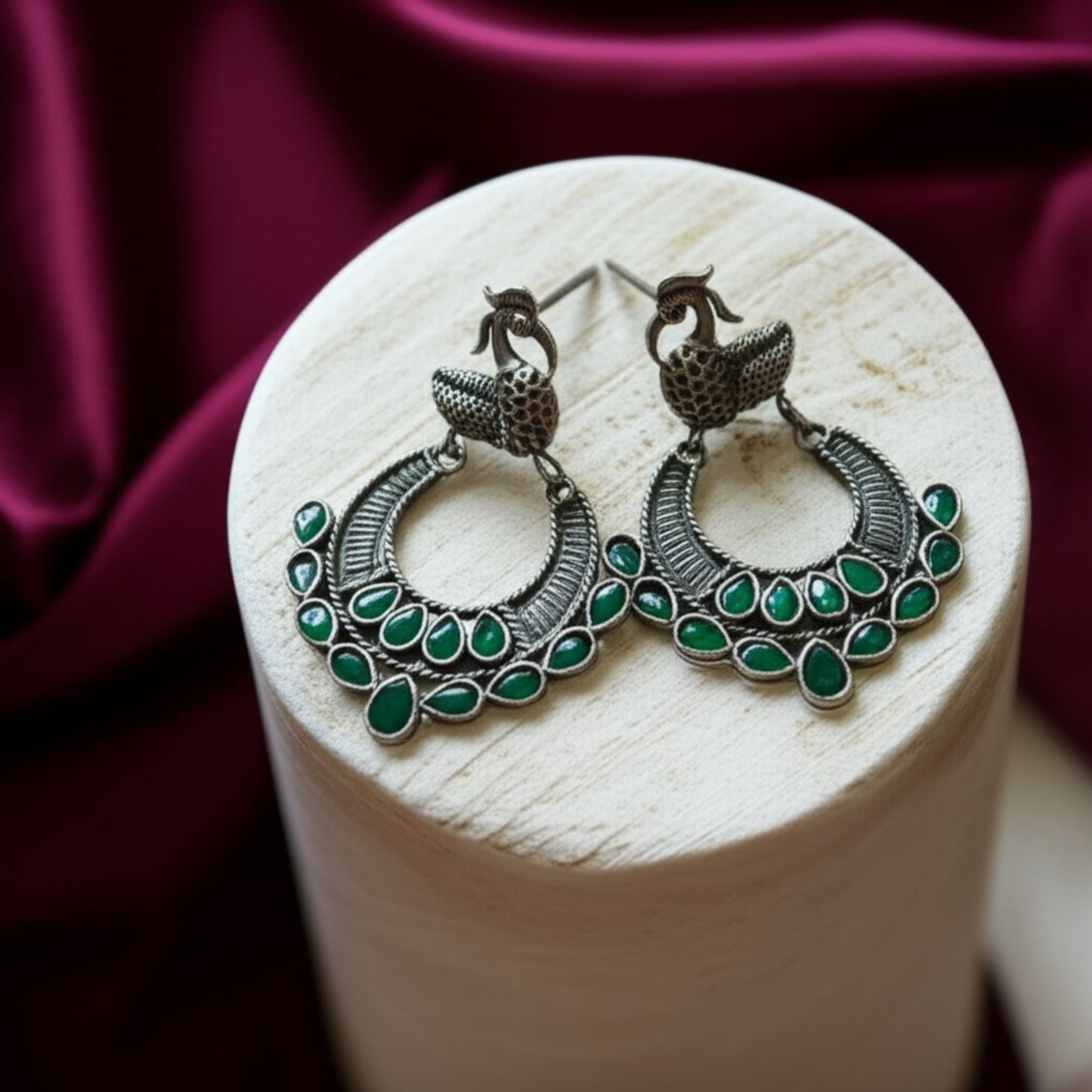 801974 Pretty Precious Fashion Oxidised Silver Stylish Party Wear Earrings for Women and Girls