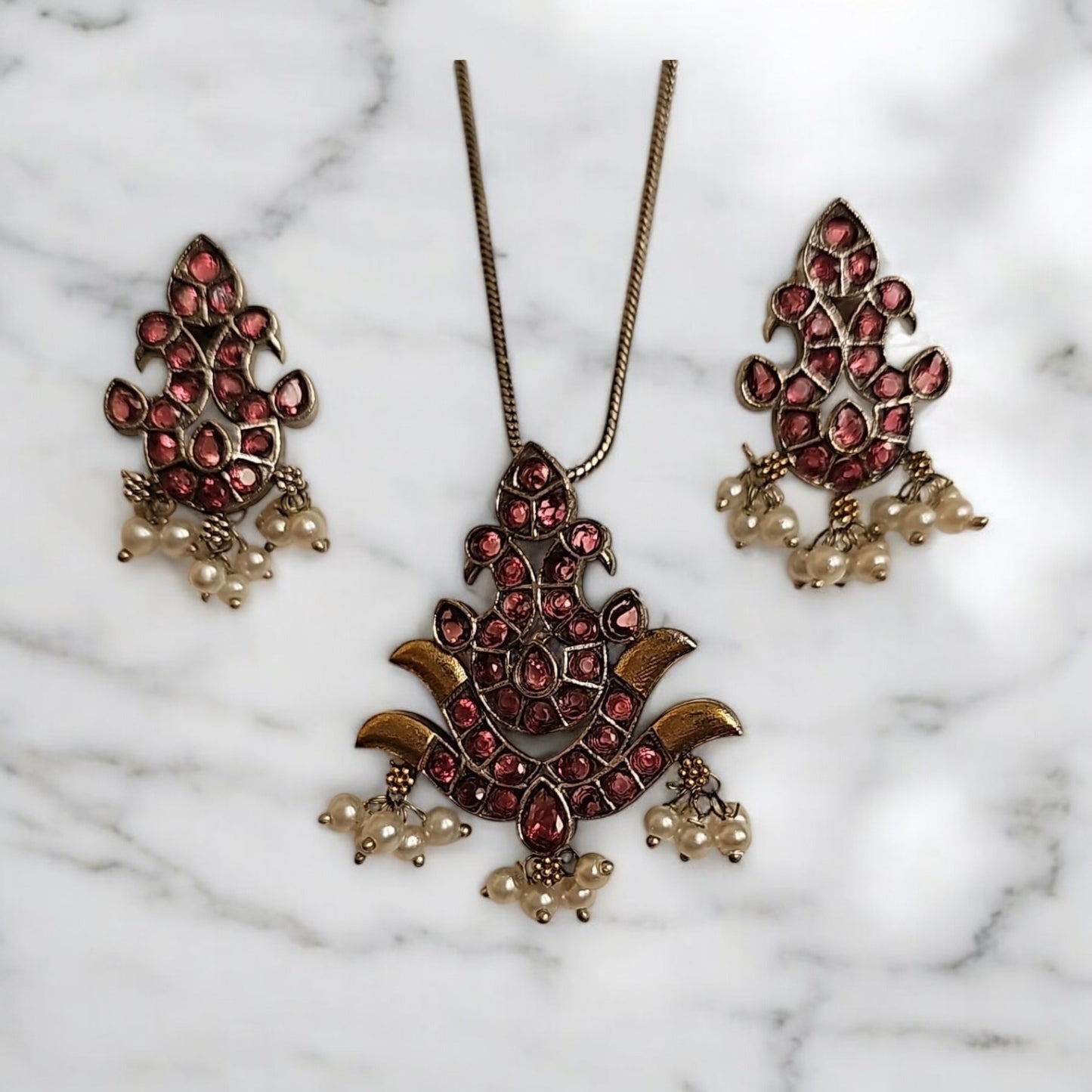 805145 Pendant Set With Oxidized Plating-Ruby