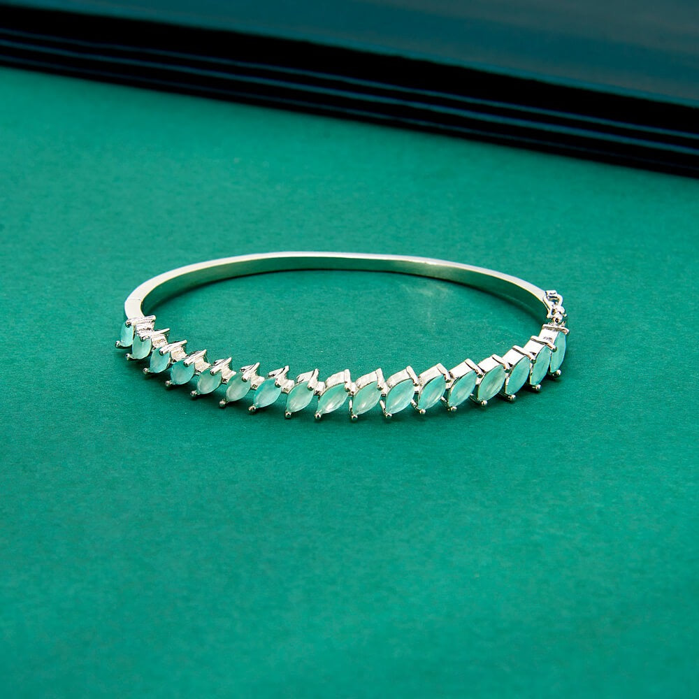 436128 Cz Delicate Kada With Rhodium Plating-Mint