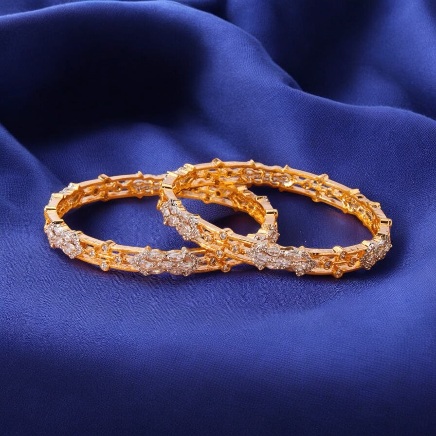 435675 Cz Bangles With Gold Plating - 2 Tone-Size 2.6