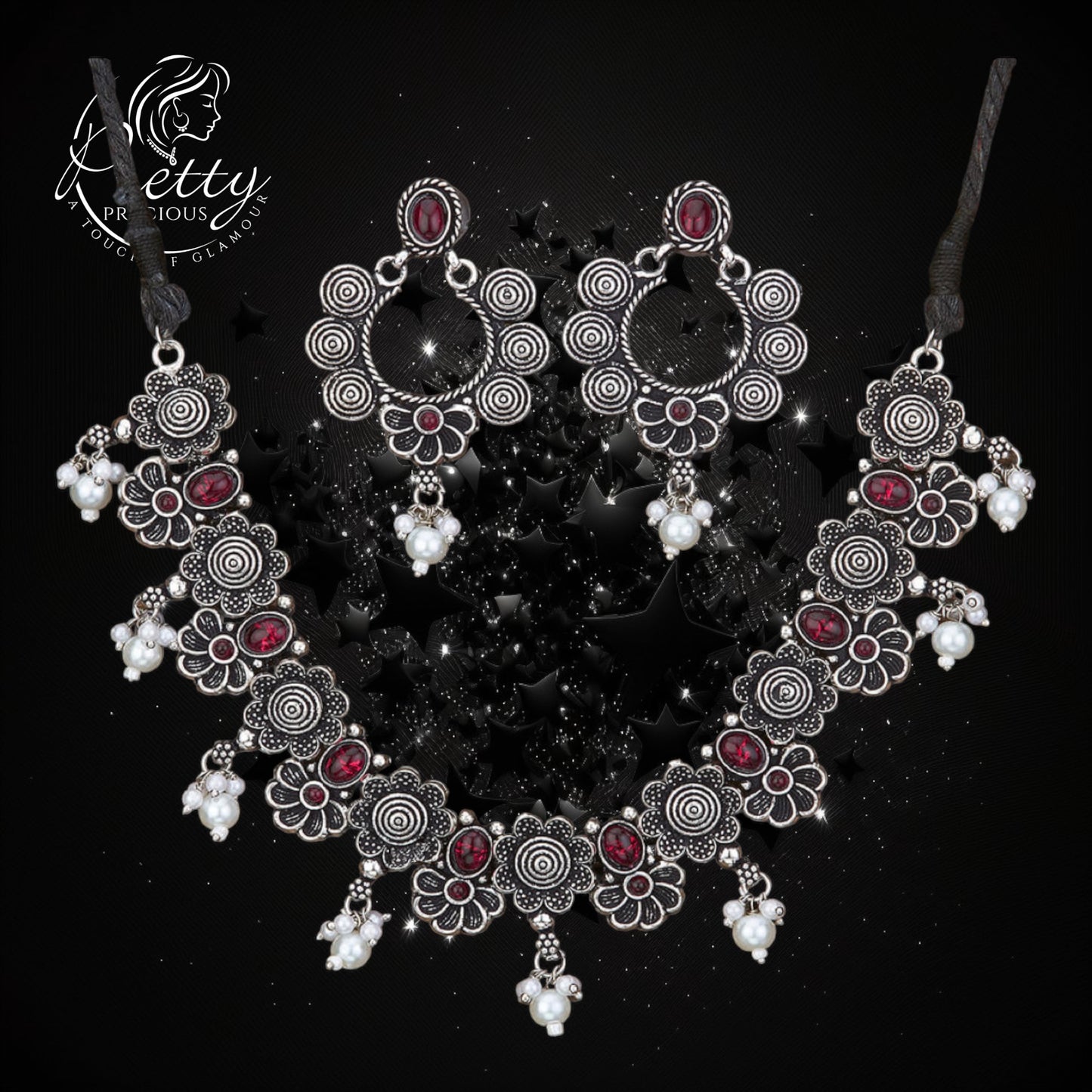 802470 Classic Necklace With Oxidised Plating-Ruby