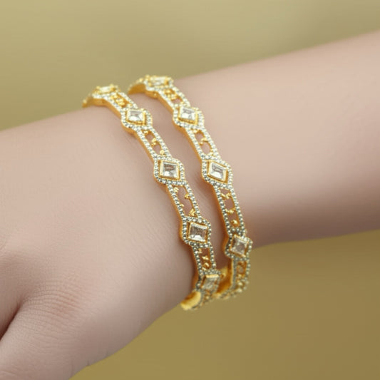 436392 Cz Bangles With Two Tone Plating-Size 2.6