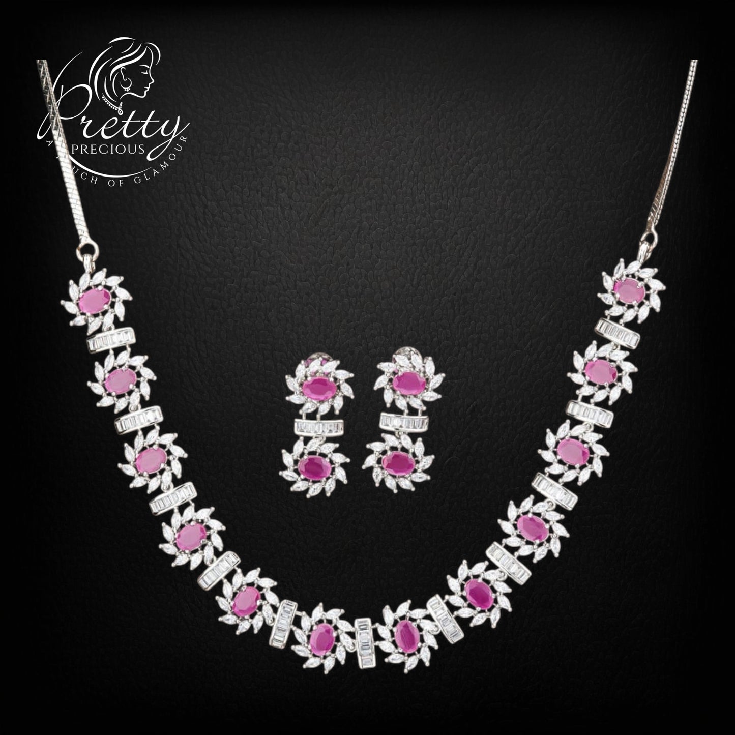 422819 Cz Delicate Necklace Ruby