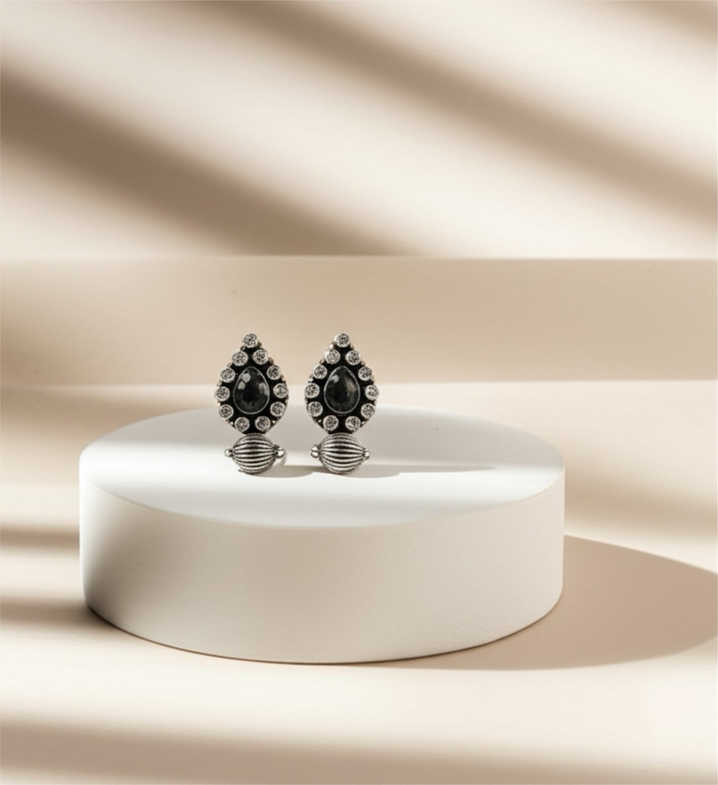 35340 Pretty Precious Fashion Oxidised Silver Stylish Party Wear Earrings for Women and Girls-Black