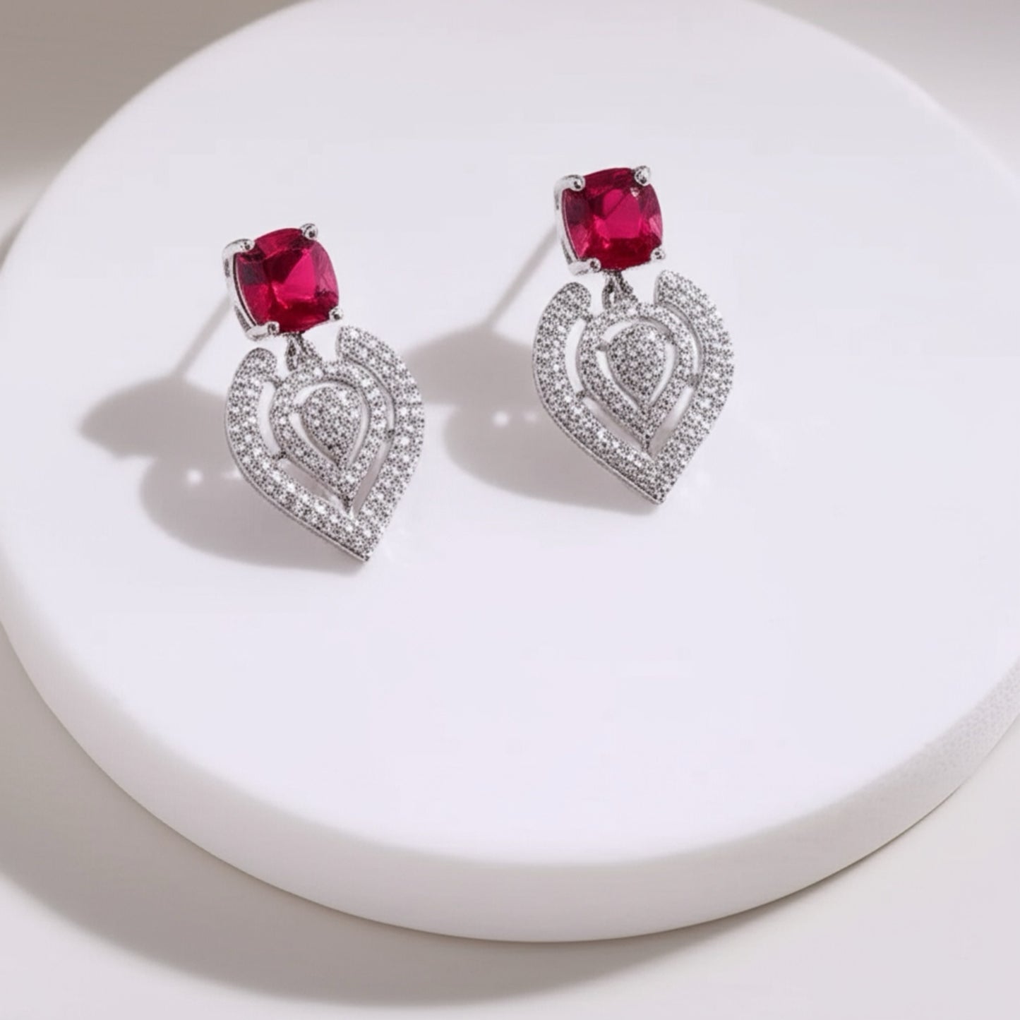 433228 CZ Earring With Rhodium Plating-Rani