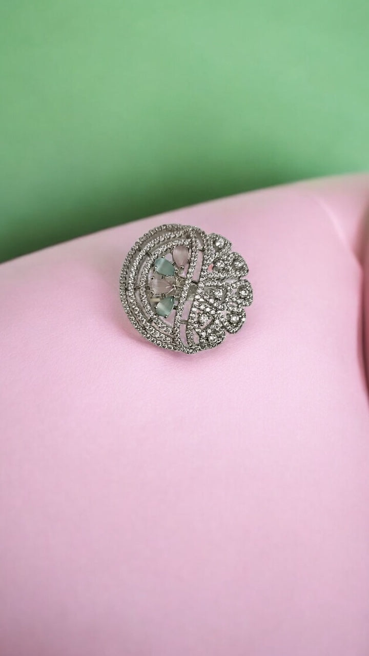 436624  Cz Adjustable Ring Multicolor