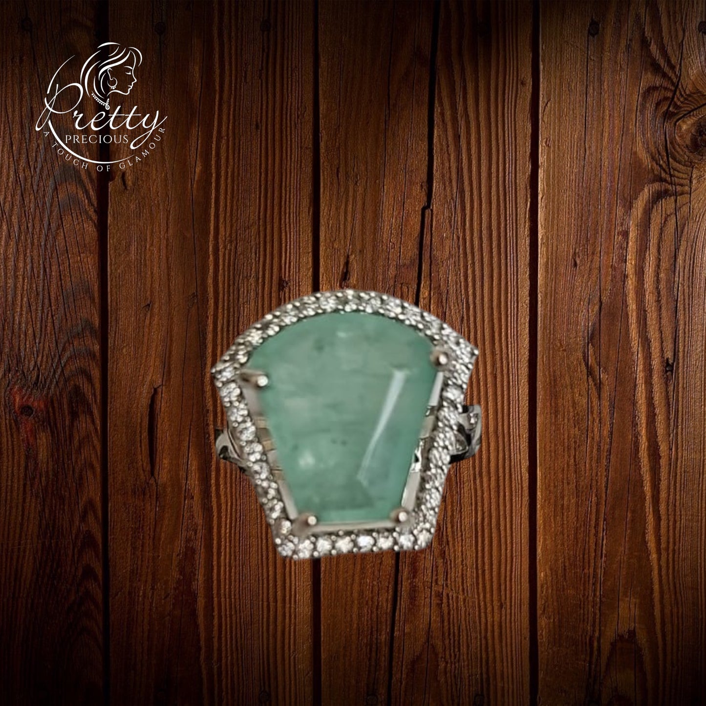 92509-RN Cz Adjustable Ring Green