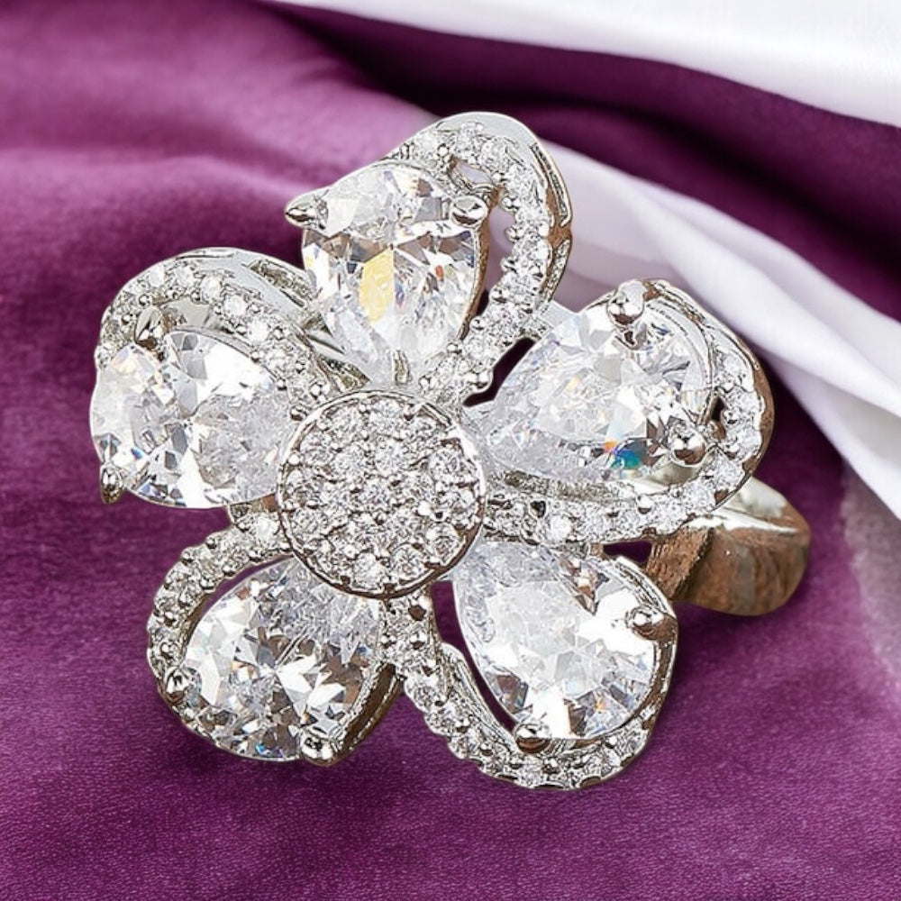 428617 Cz Adjustable Ring Silver