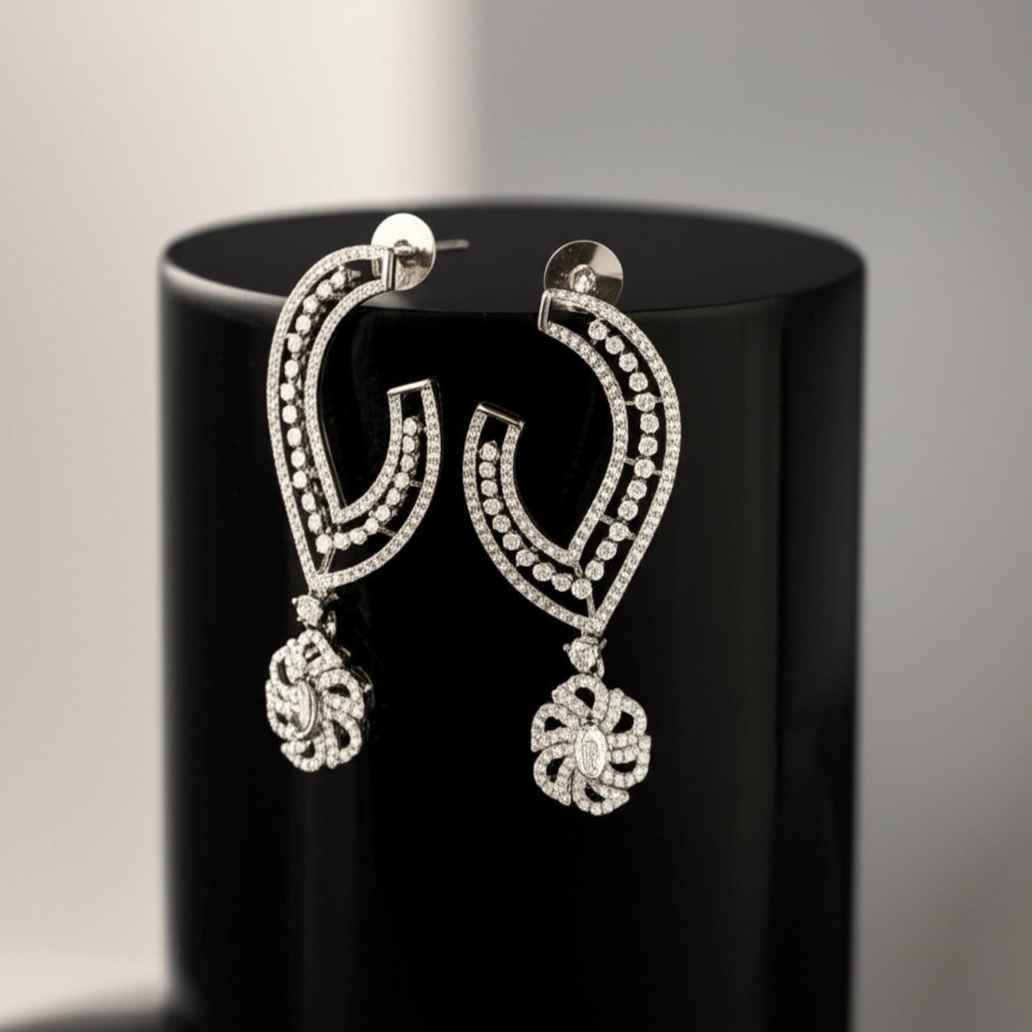 428249 Cubic Zirconia Classic Earring With Rhodium Plating-Silver