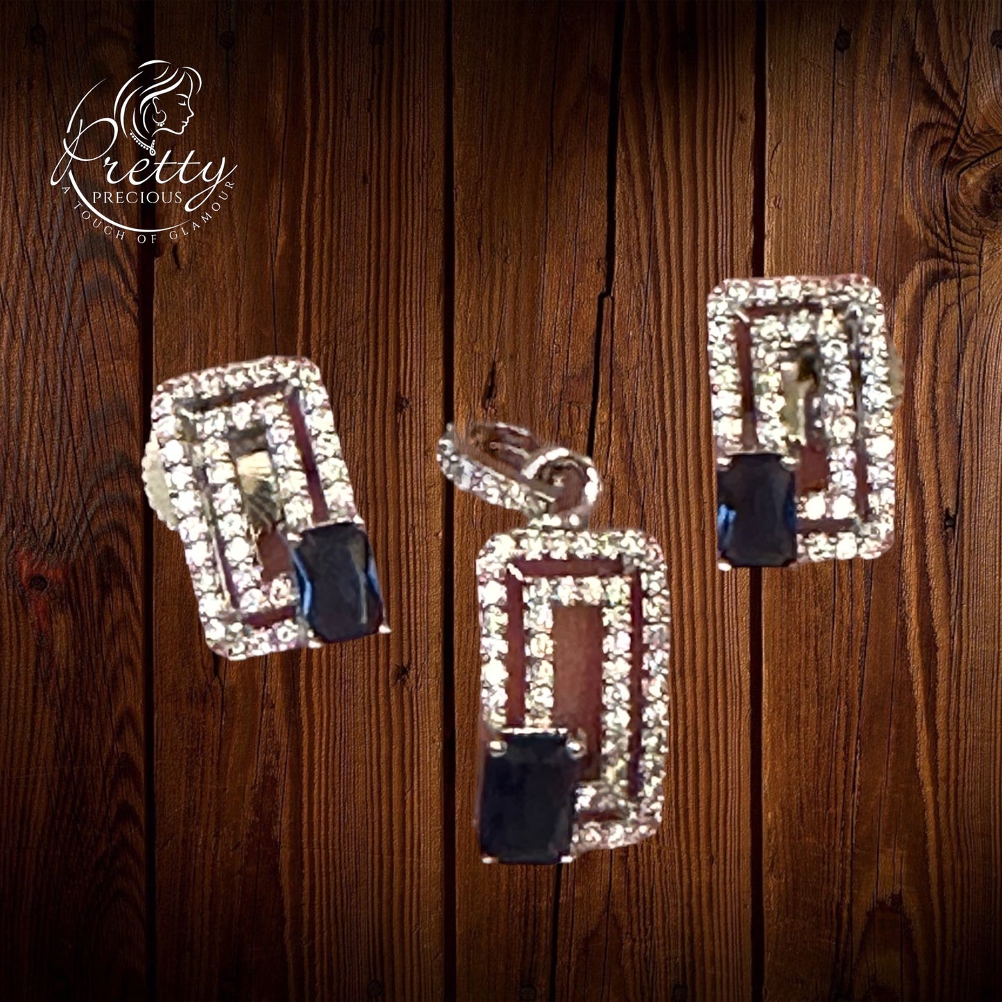 425942 Cz Delicate Pendant Set With 2 Tone Plating