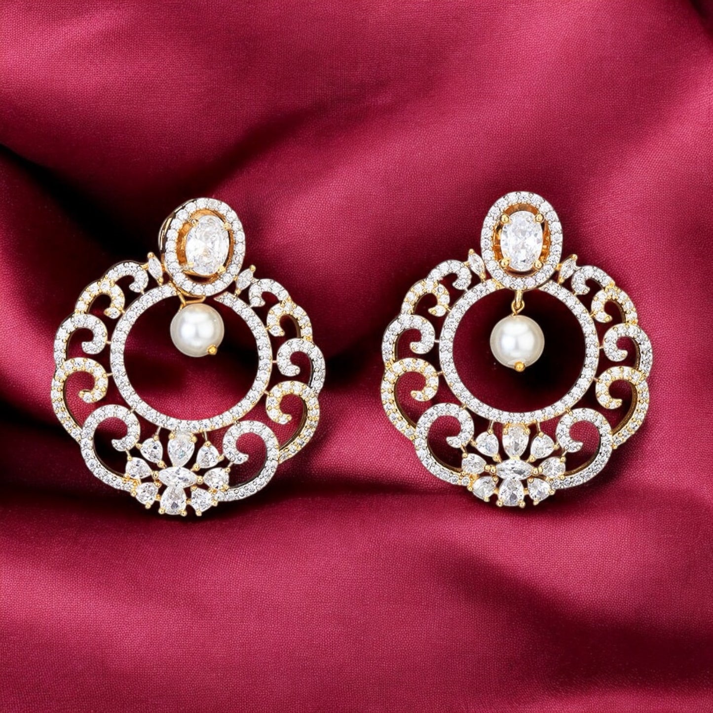 426163 CZ Earring With 2 Tone Plating