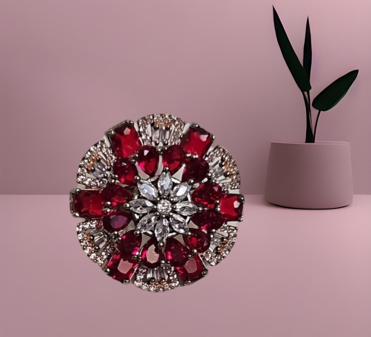 40195 Cz Adjustable Ring Ruby