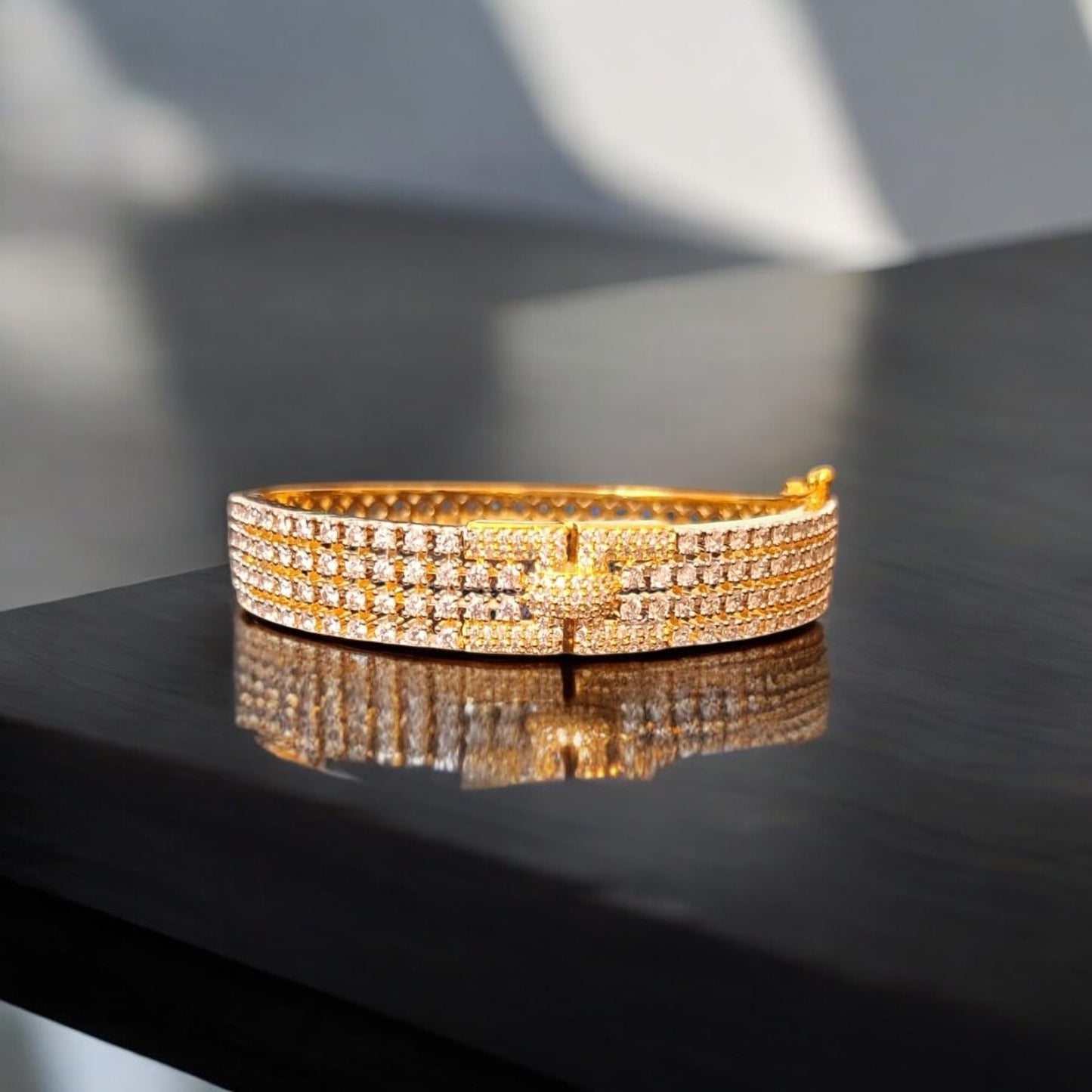 432907 Cubic Zirconia Classic Kada With Gold Plating