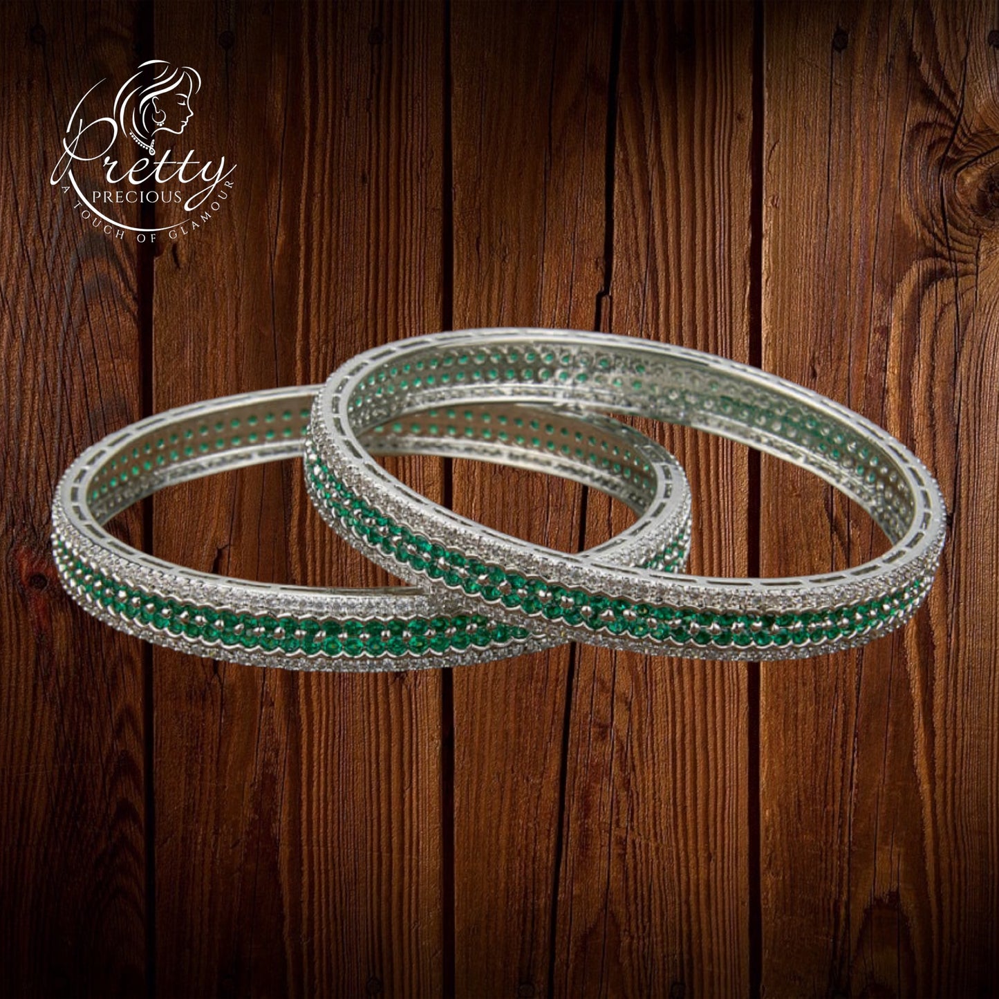 430363 Cubic Zirconia Delicate Bangles With Rhodium Plating-Size 2.8