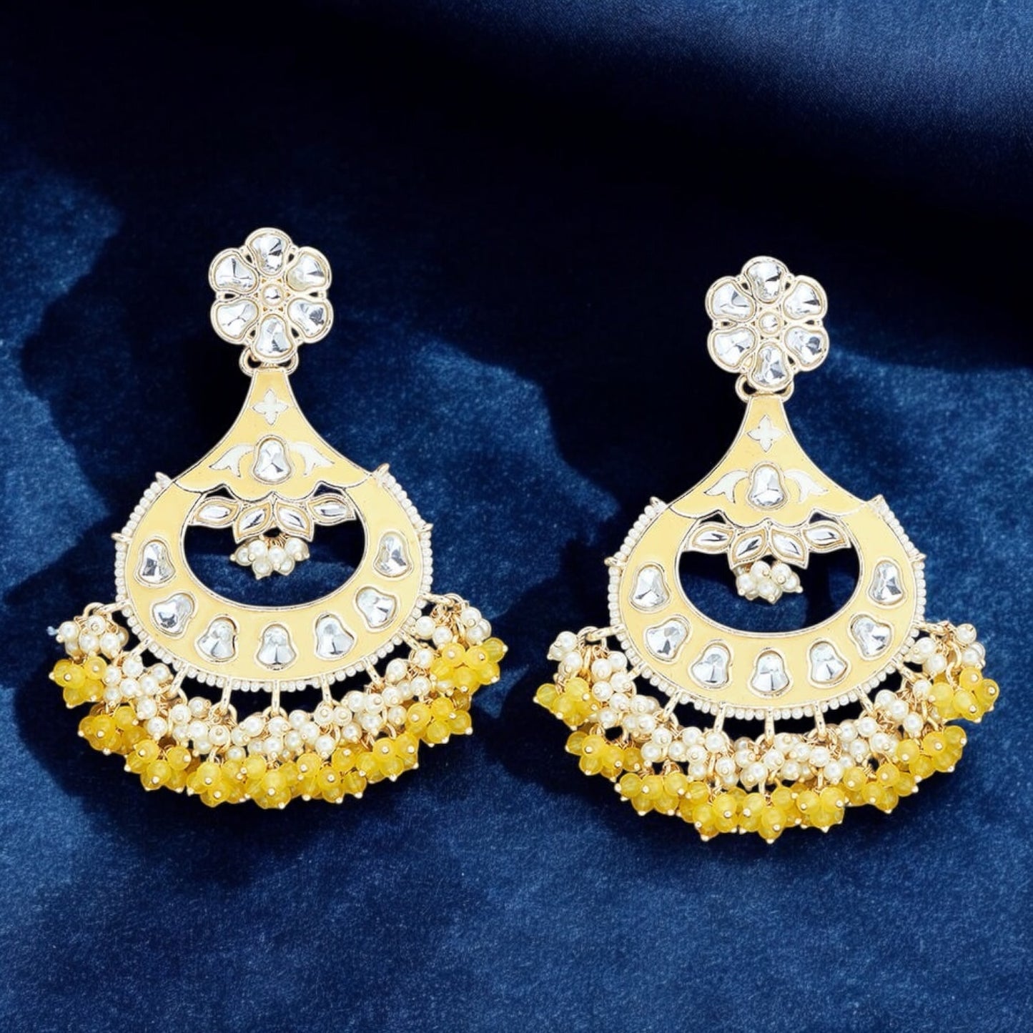 110721-Indo Western (Kundan) Earring-Yellow