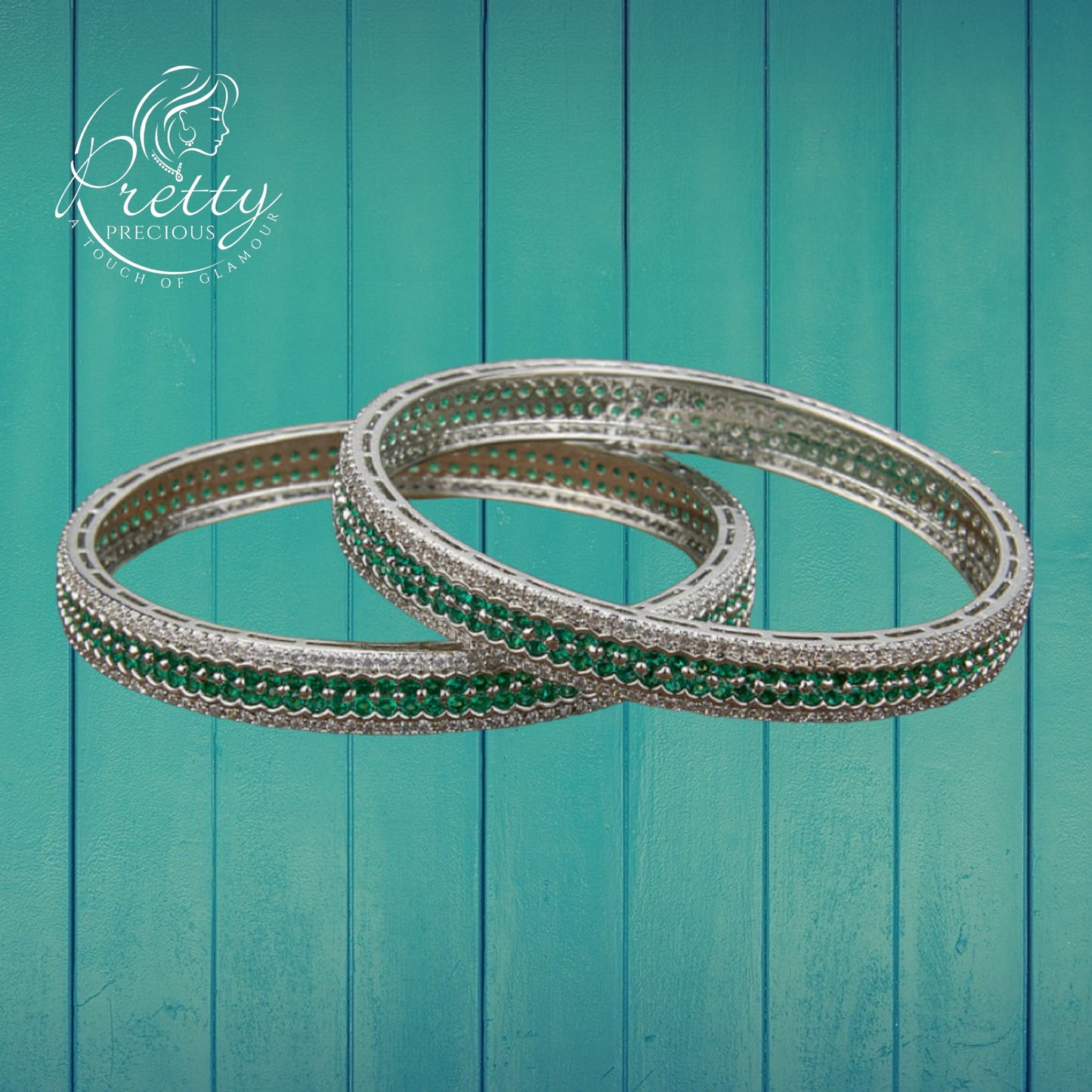 430363 Cubic Zirconia Delicate Bangles With Rhodium Plating-Size 2.8