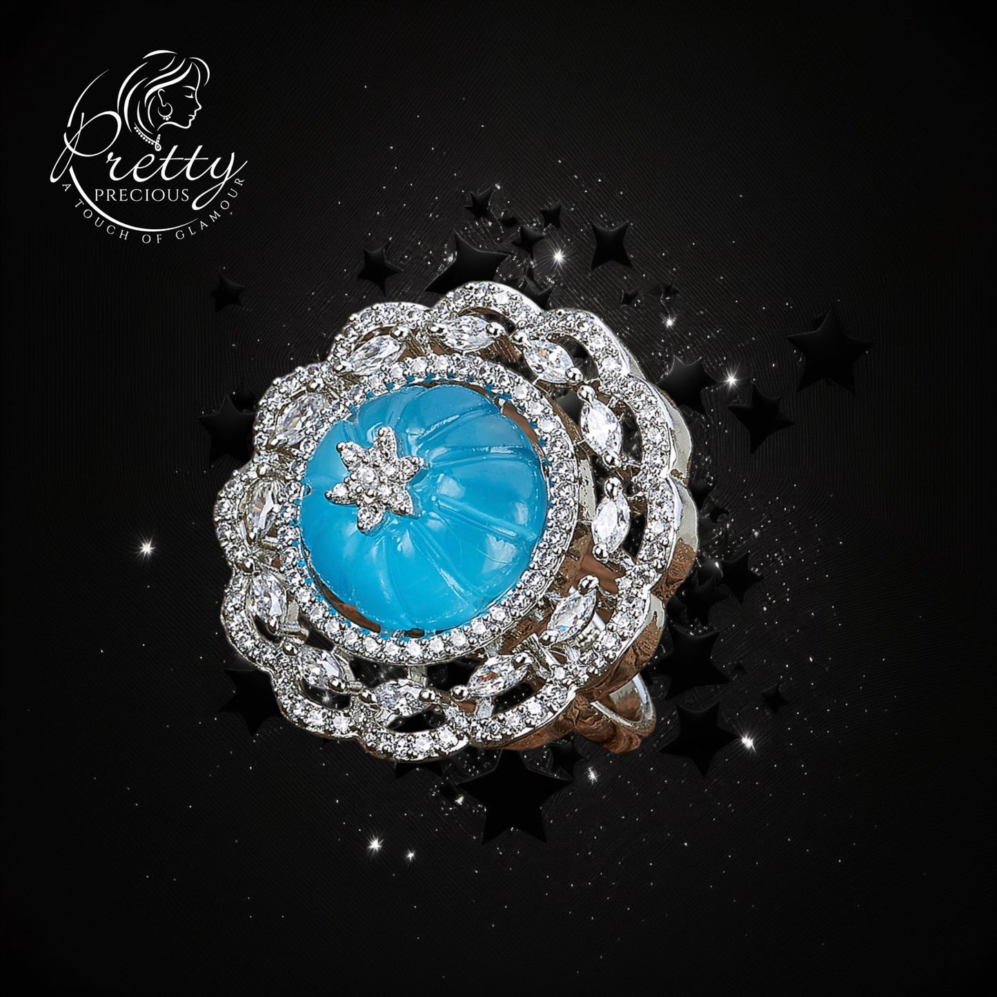 424424 Cz Adjustable Ring With Rhodium Plating