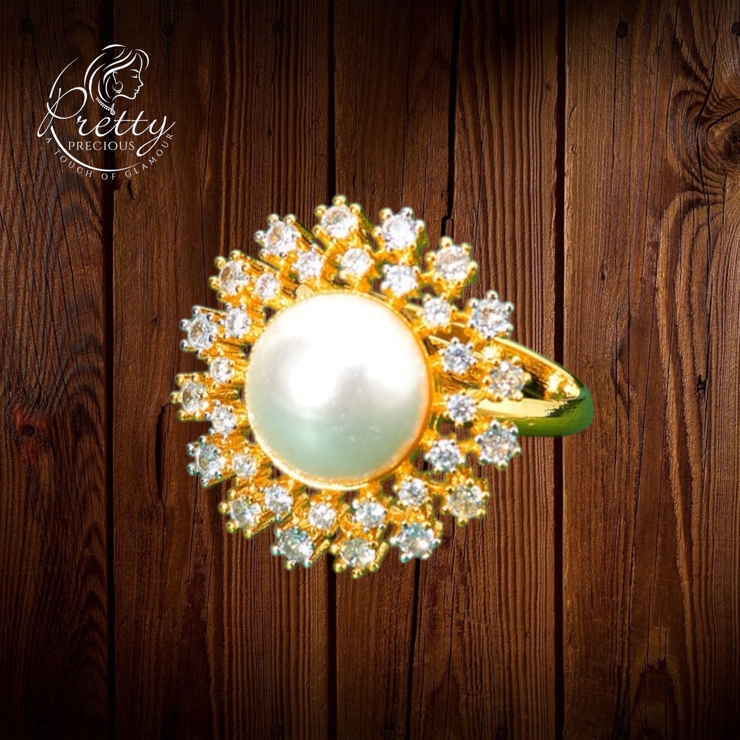 436742 Cz Adjustable Ring 2 Tone