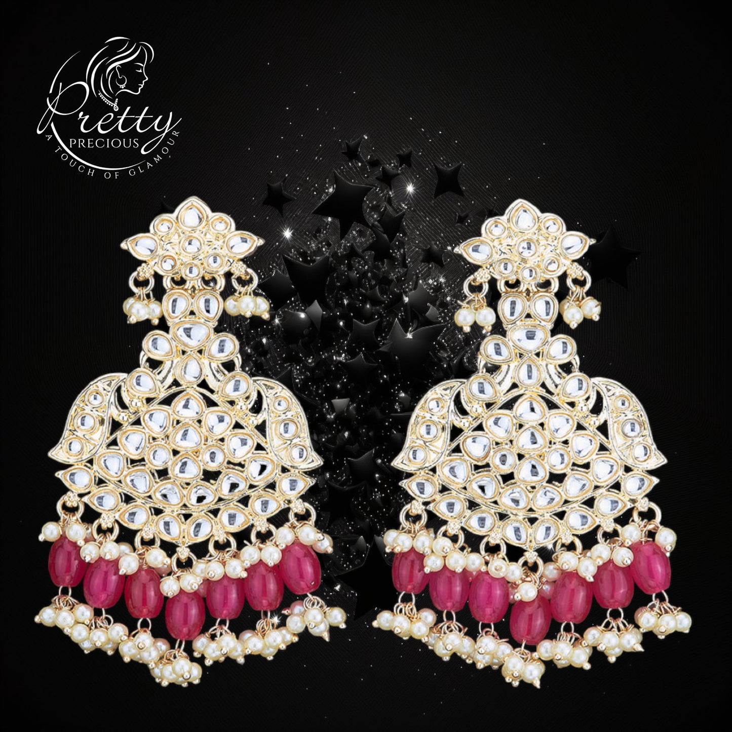 109896 Indo Western Beads Earring With Gold Plating-Rani