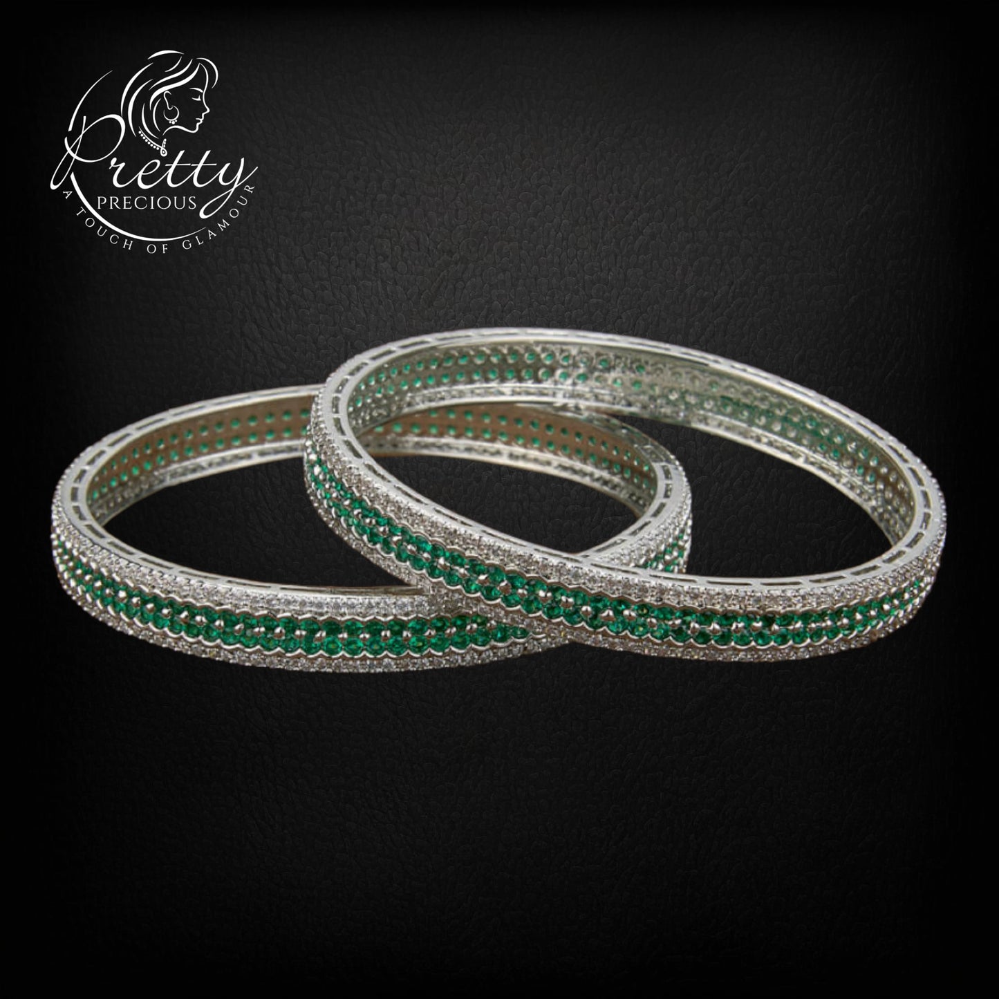 430363 Cubic Zirconia Delicate Bangles With Rhodium Plating-Size 2.8