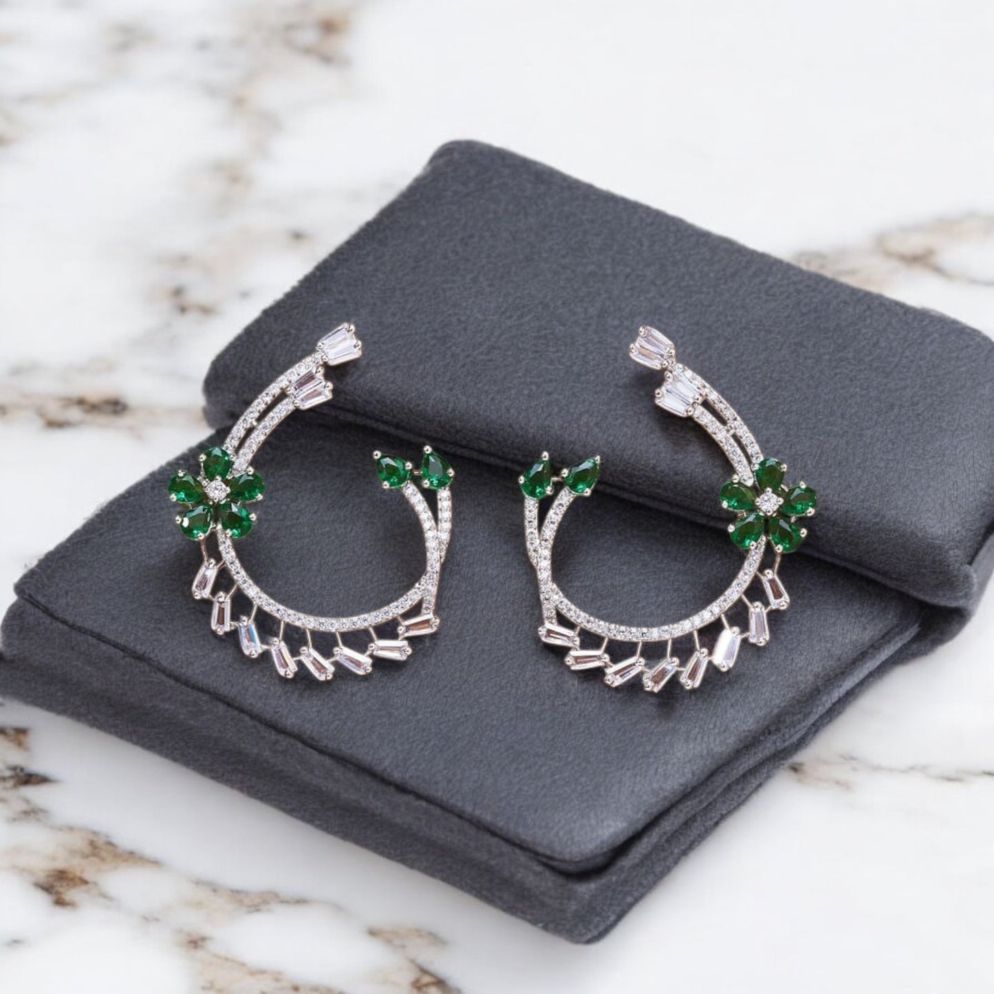 435693 CZ Earring With Gold/Rhodium Plating