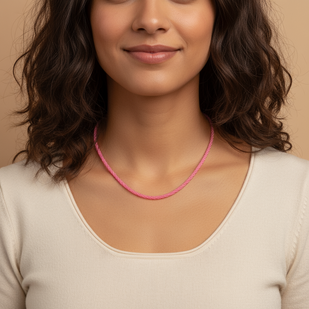 437220 Cubic Zirconia Mala Necklace With Gold Plating-Pink