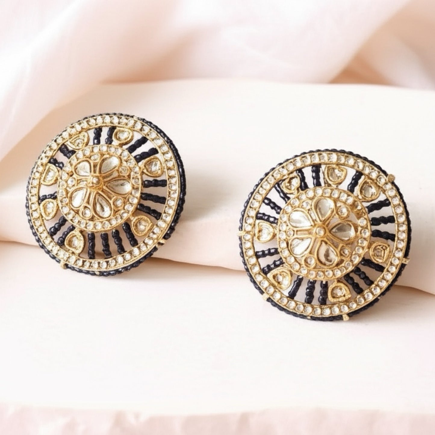 109005-Indo Western (Kundan) Earring-Dark Blue