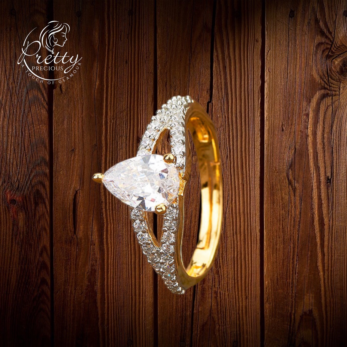 429425-Cz Delicate Ring With Rhodium 2 Tone Plating-2 Tone