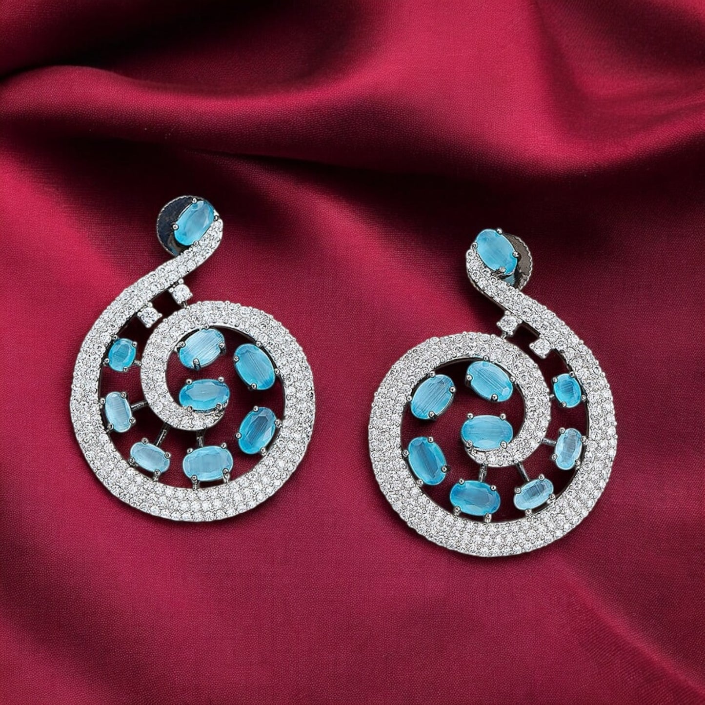 430234 Earring With Black Plating- Blue