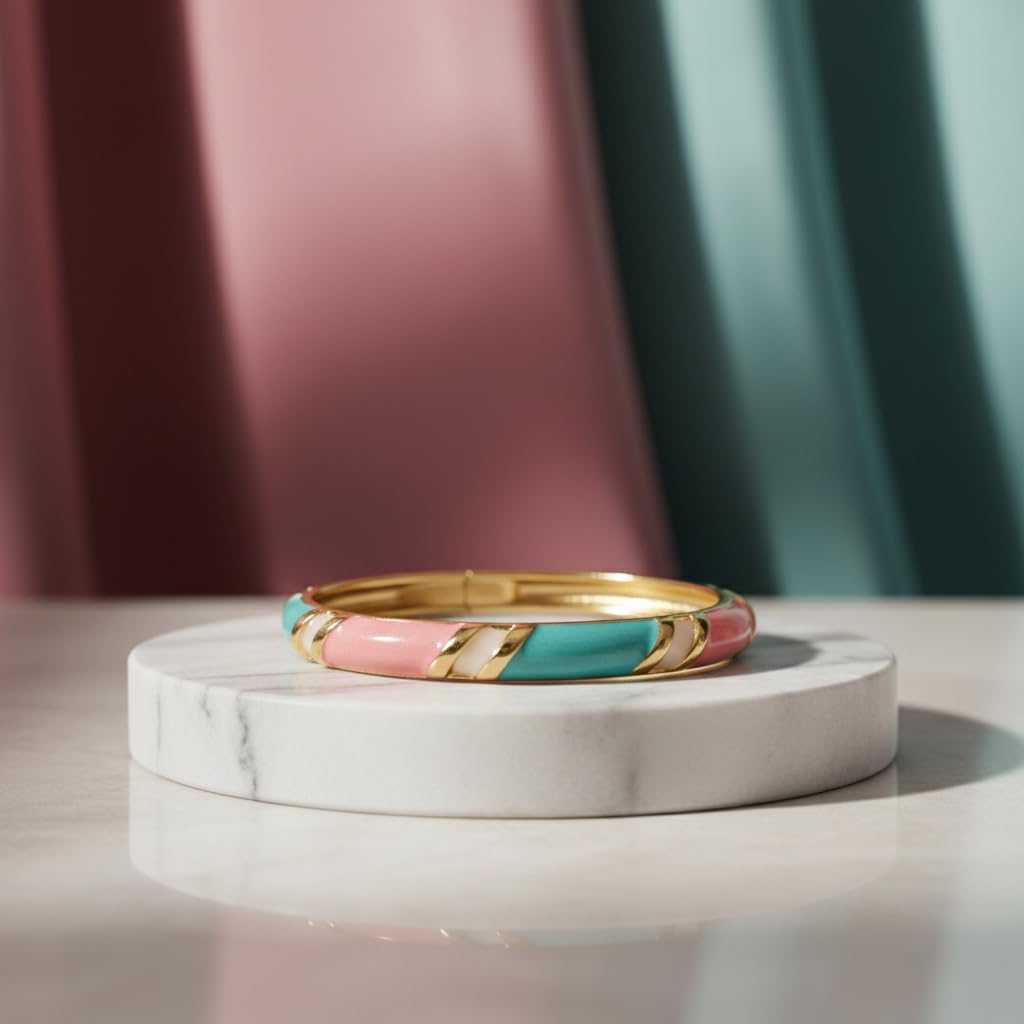 BC26179-Pretty Precious Openable Enamel Bracelet for Women & Girls | Designer Enamel Kada | Anti-Tarnish, Lightweight Fashion Jewellery-Two colours