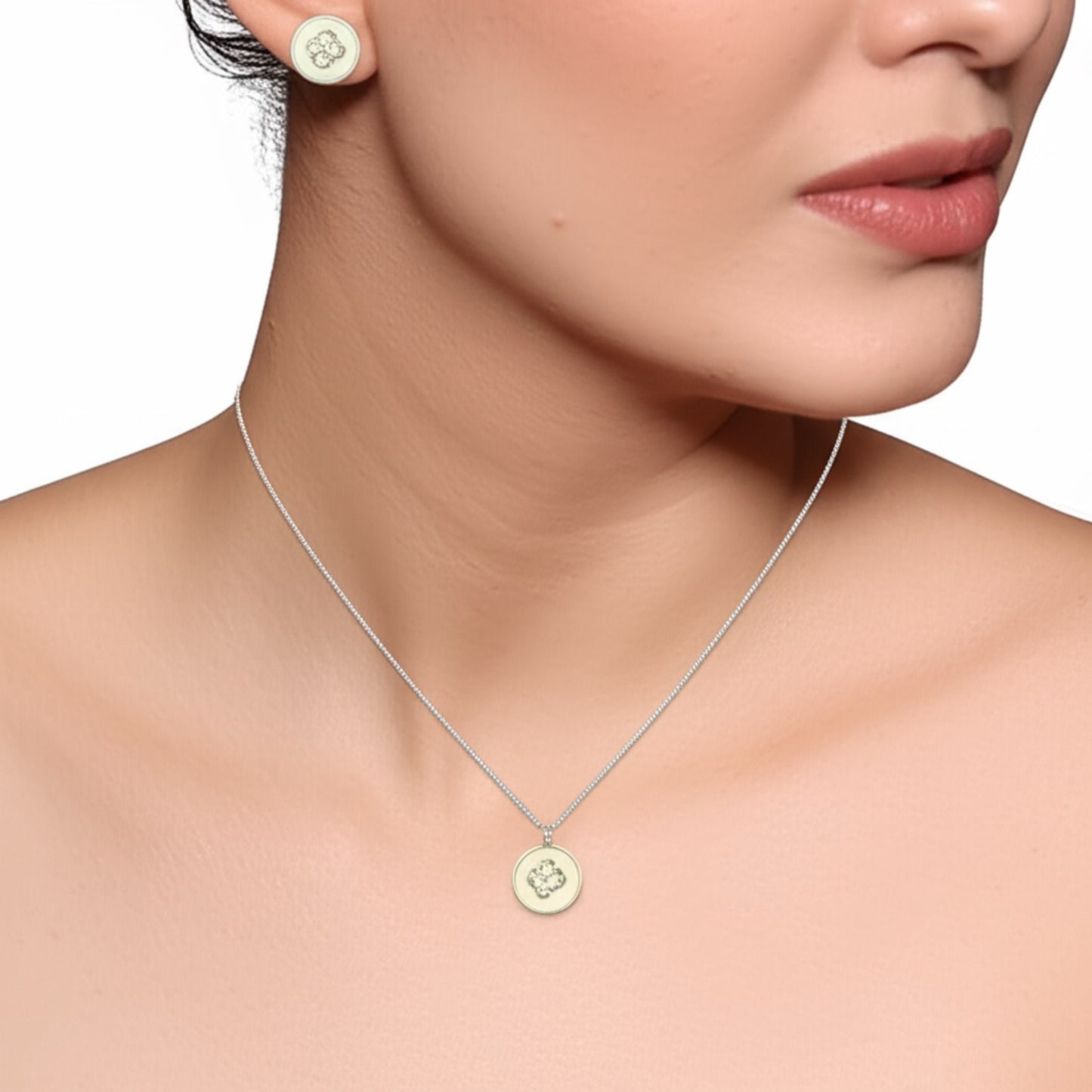 PS-290 Western Pendant Set Rhodium Plated