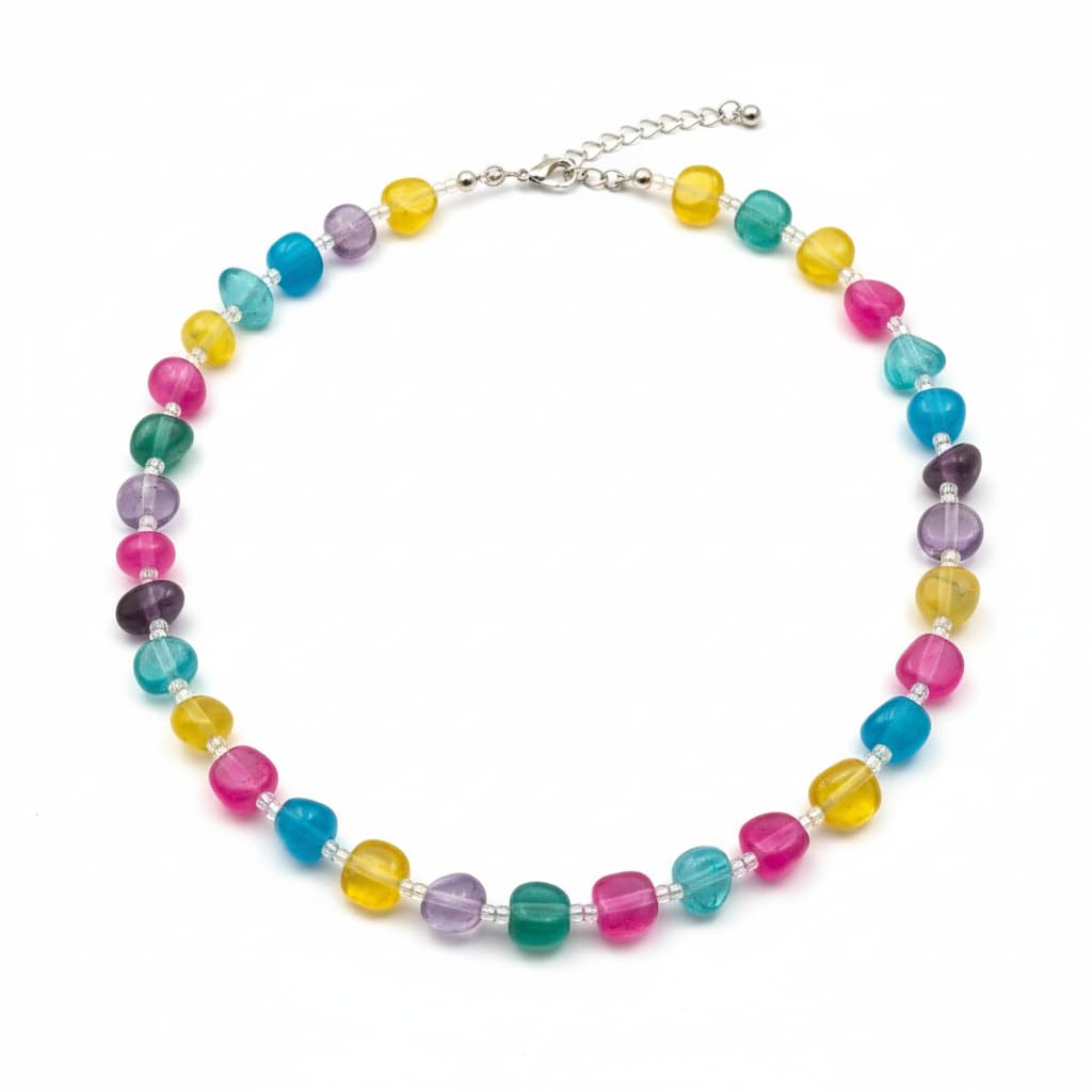 90172-Pretty Precious Beaded Necklace Mala for Women & Girls | Elegant Crystal Bead Chain | Traditional & Western Fashion Jewellery | Lightweight Statement Jewellery-Assorted Colours