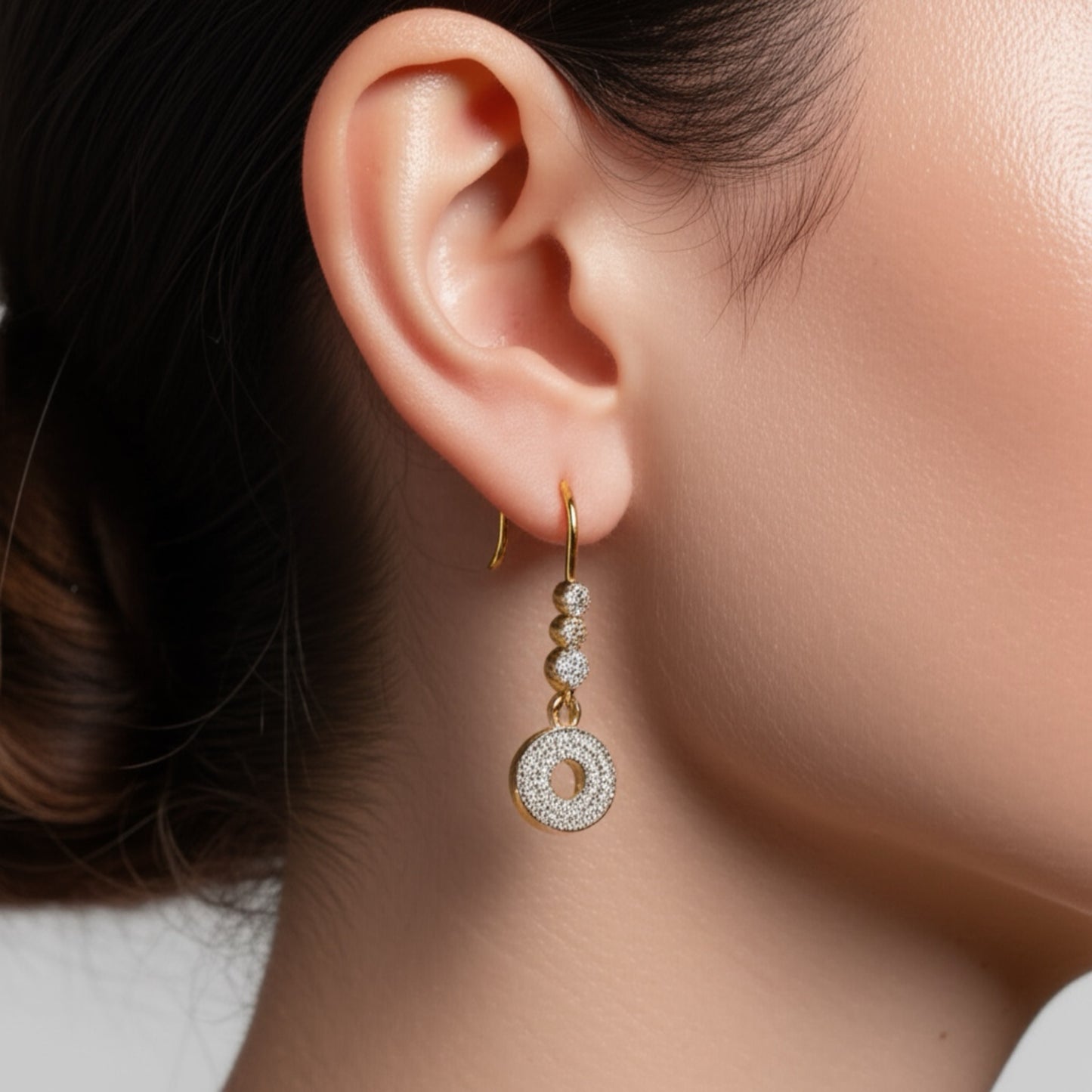 417620 CZ Earring With 2 Tone Plating