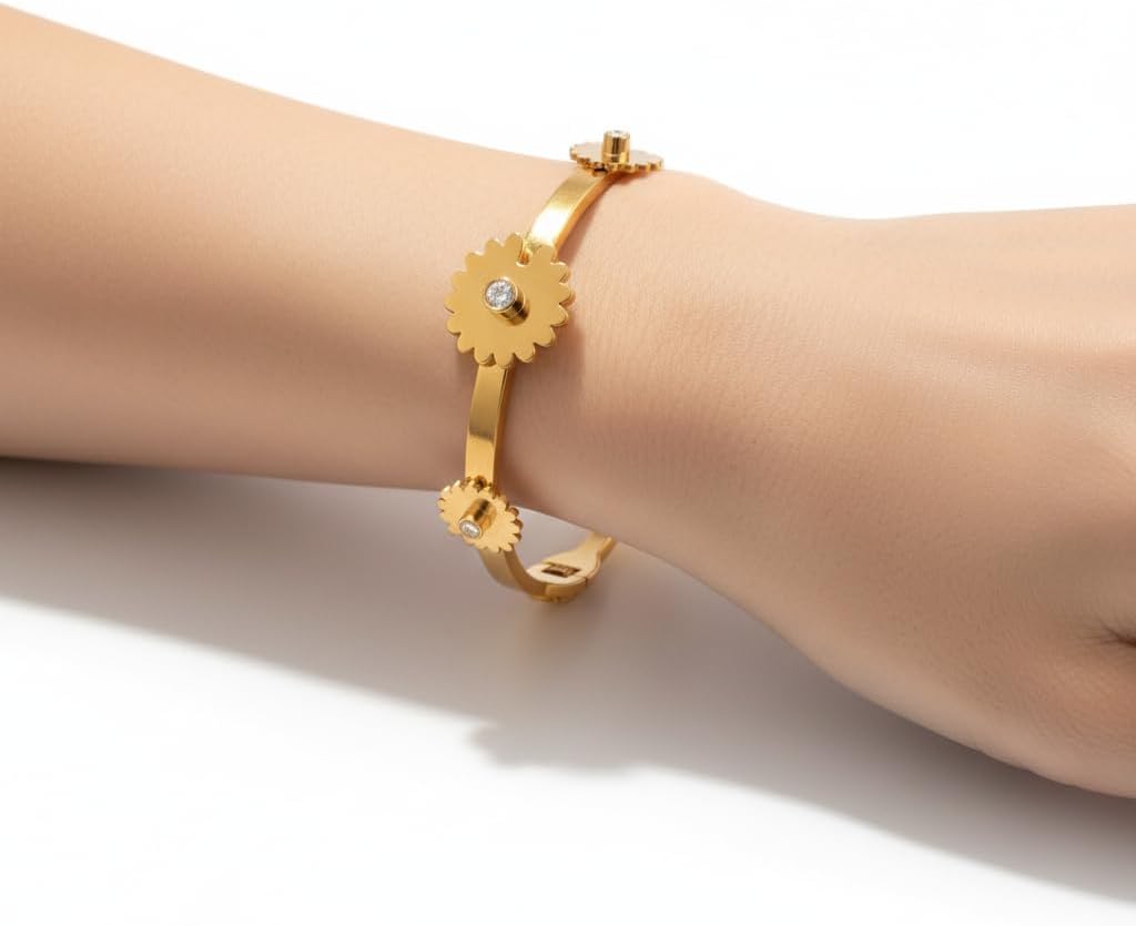 1454-Pretty Precious Anti-Tarnish Openable Stainless Steel Kada for Women & Girls | Western Openable SS Kada | Designer Bracelet