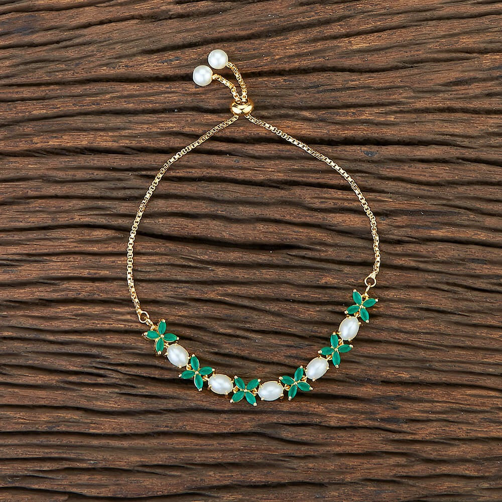424396 Cz Classic Bracelet With Gold Plating-Green