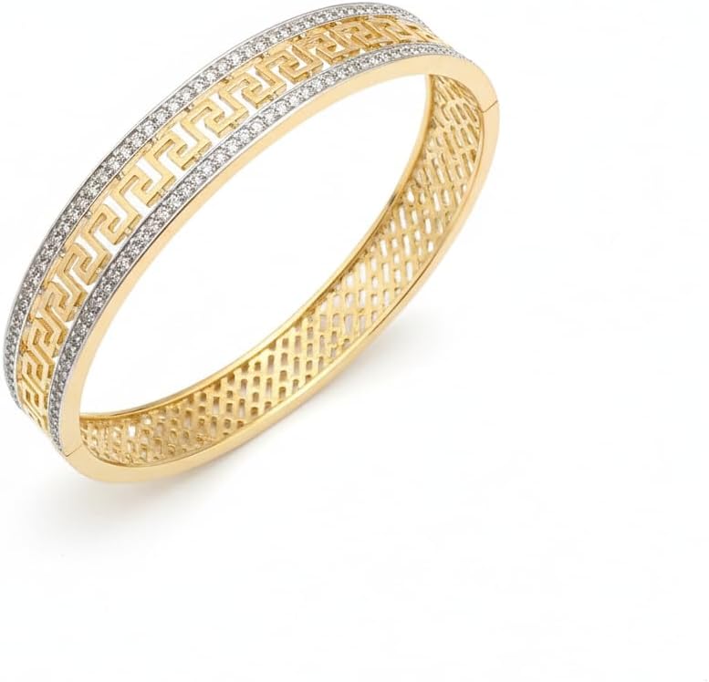 1420-Pretty Precious American Diamond Openable Kada Bracelet for Women, Gold & Silver Plating, Cubic Zirconia, One Size, Party & Wedding-White