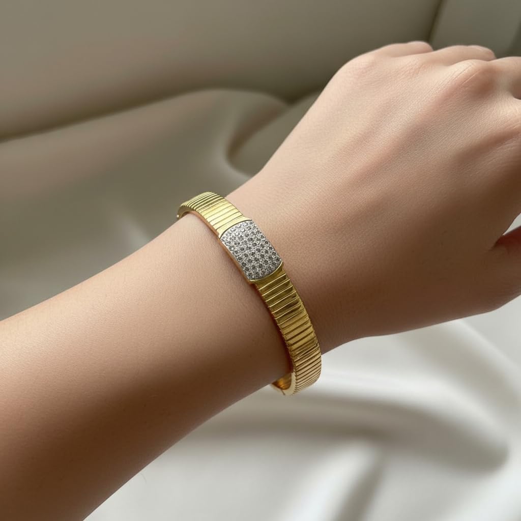 1452-Pretty Precious Anti-Tarnish Openable Stainless Steel Kada for Women & Girls | Western Openable SS Kada | Designer Bracelet