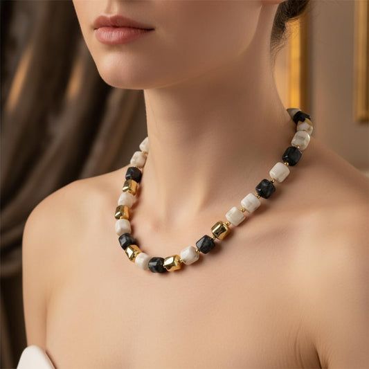 BR22558-Pretty Precious Beaded Necklace Mala for Women & Girls | Elegant Crystal Bead | Traditional & Western Fashion Jewellery | Lightweight Jewellery-Assorted Colour
