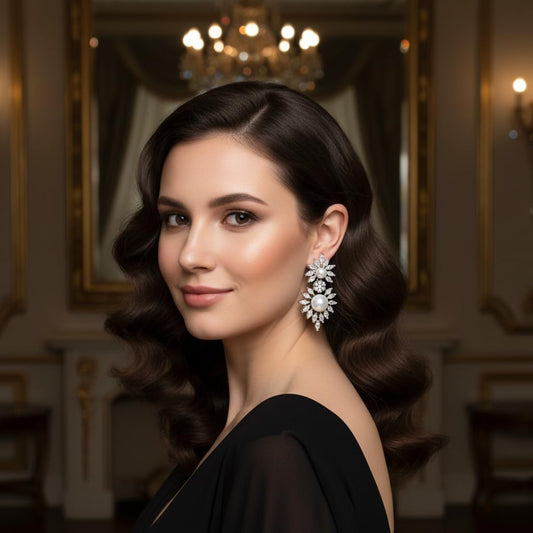 435176-Pretty Precious Rhodium Plated American Diamond Earrings for Women & Girls | AD Stud Earrings | Sparkling Cubic Zirconia Jewellery | Elegant Party & Daily Wear-White with Pearl