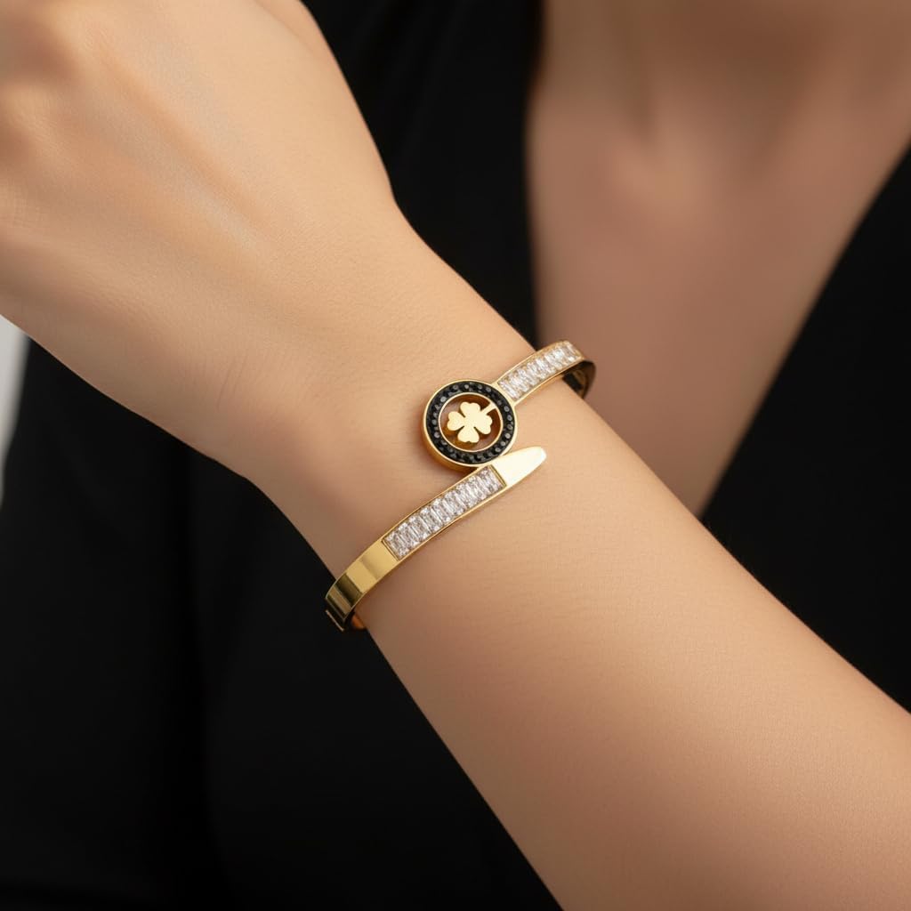 1451-Pretty Precious Anti-Tarnish Openable Stainless Steel Kada for Women & Girls | Western Openable SS Kada | Designer Bracelet