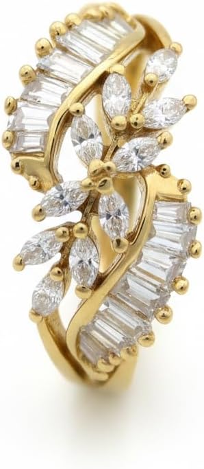 442892-Pretty Precious American Diamond Finger Ring for Women & Girls | Gold Plated AD Ring | Adjustable Elegant Party, Wedding & Daily Wear Jewellery-Two Tone