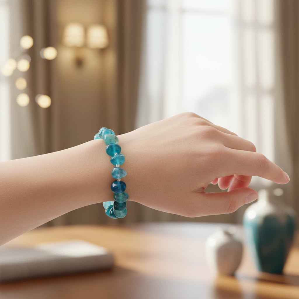 BC12562-Pretty Precious Natural Stone Bracelet for Women | Stretchable Beaded Crystal Bracelet | Handmade Statement Jewellery for Girls |Fashion Accessory-Assorted Stone colour