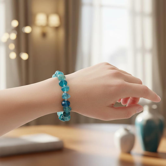 BC12562-Pretty Precious Natural Stone Bracelet for Women | Stretchable Beaded Crystal Bracelet | Handmade Statement Jewellery for Girls |Fashion Accessory-Assorted Stone colour