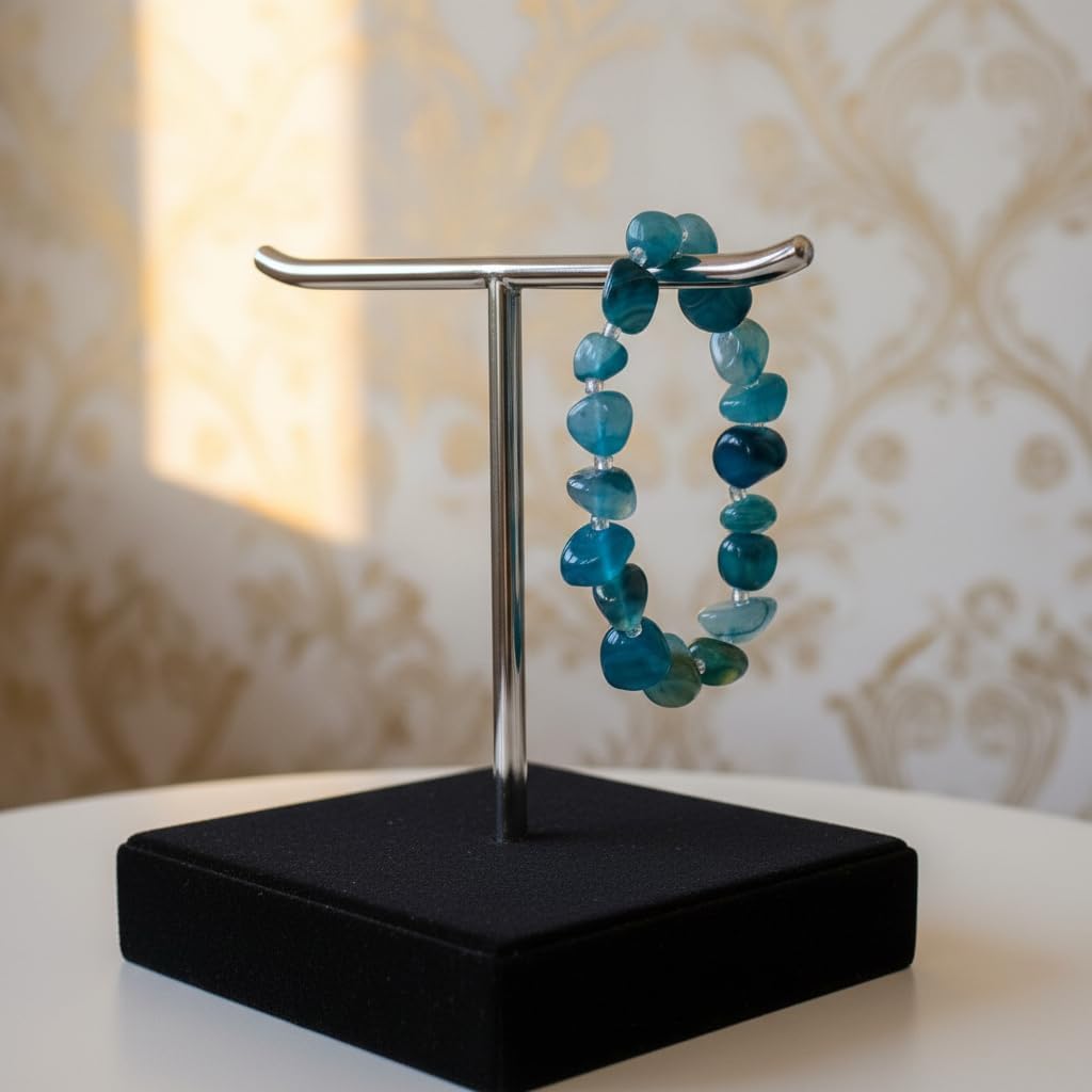 BC12562-Pretty Precious Natural Stone Bracelet for Women | Stretchable Beaded Crystal Bracelet | Handmade Statement Jewellery for Girls |Fashion Accessory-Assorted Stone colour